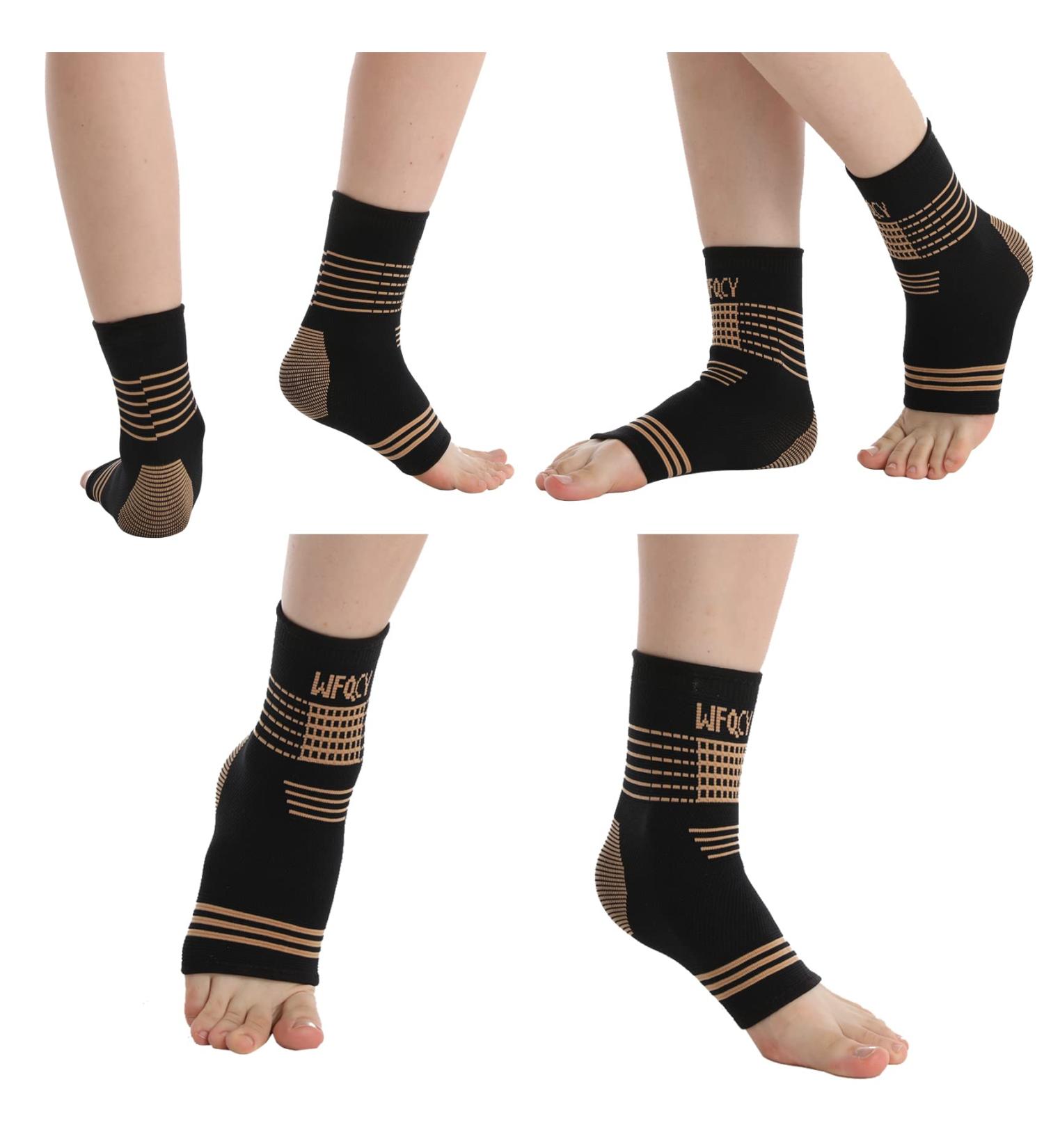 Ankle Brace Compression Sleeve Pair for Plantar Fasciitis & Achilles Tendon - Large Black - Buy Online on GoSupps.com