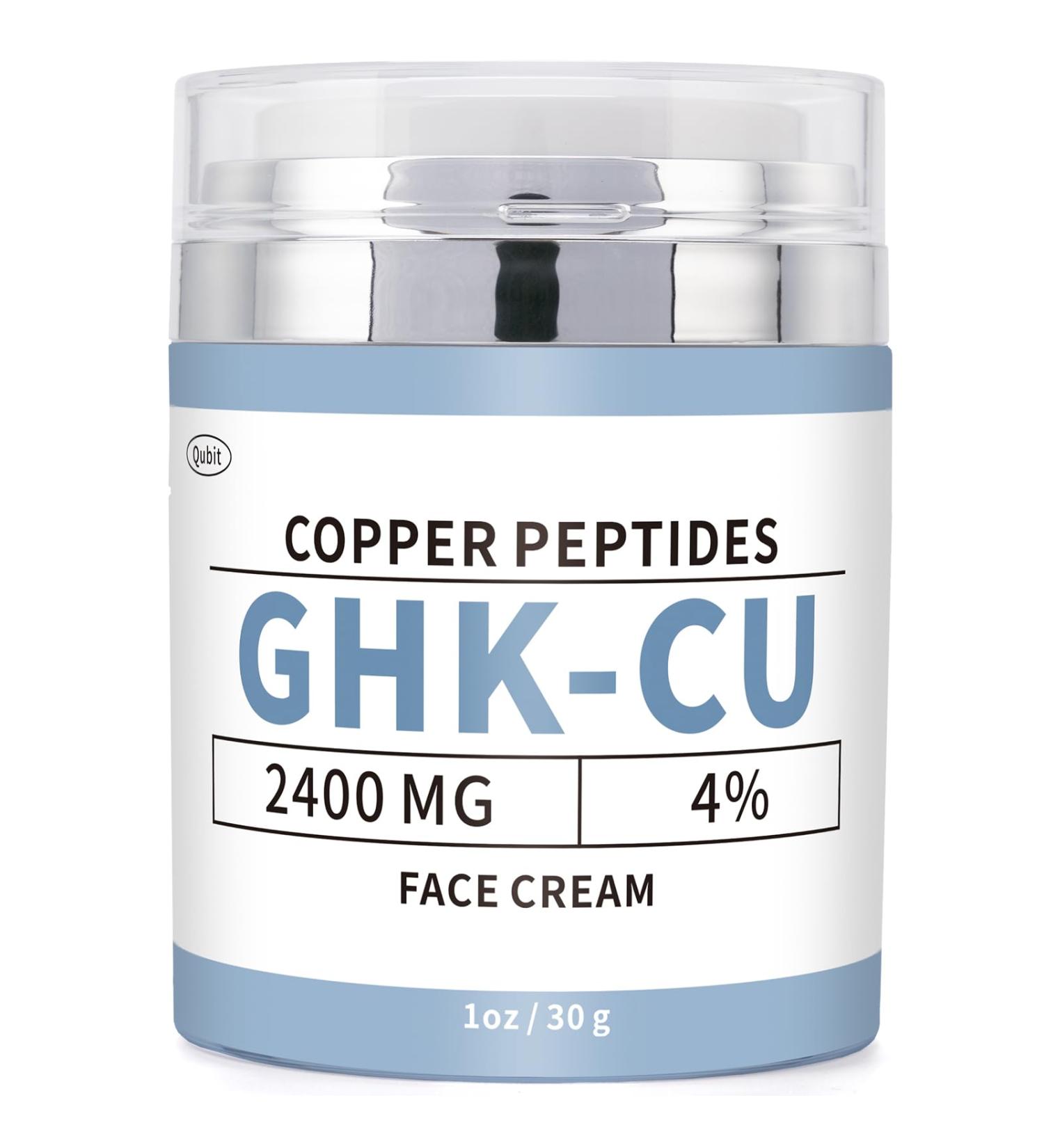 QUBIT GHK-Cu Copper Peptide Face Cream 4% Peptides Moisturizer for Fine Lines Wrinkles Firming Deep Hydration & Collagen 2400mg GHK-Cu for All Skin Types 30g - Buy Online on GoSupps.com