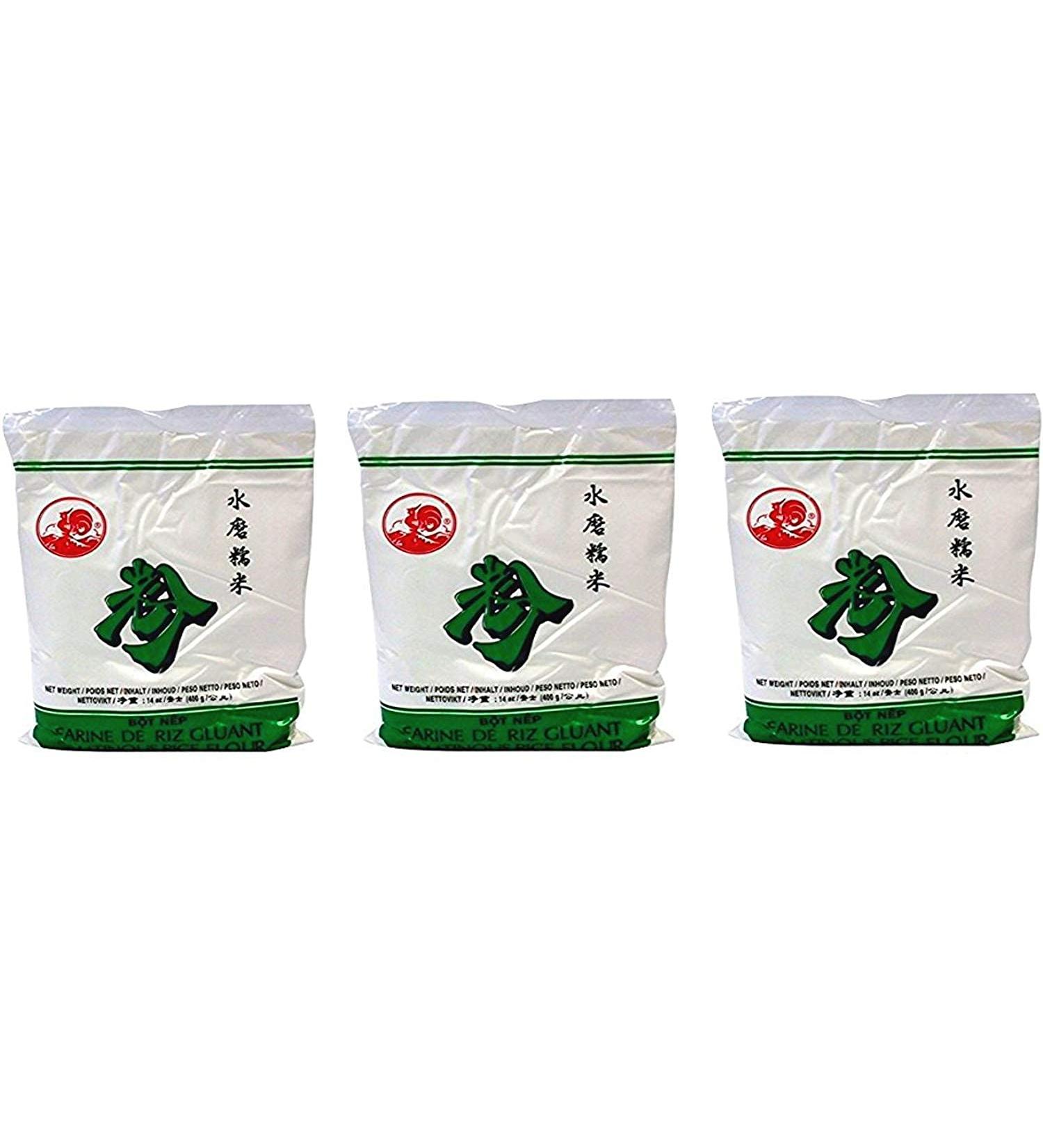 Cock Brand - Set of Glutinous Rice Flour 3 x 400 g - Buy Online on GoSupps.com