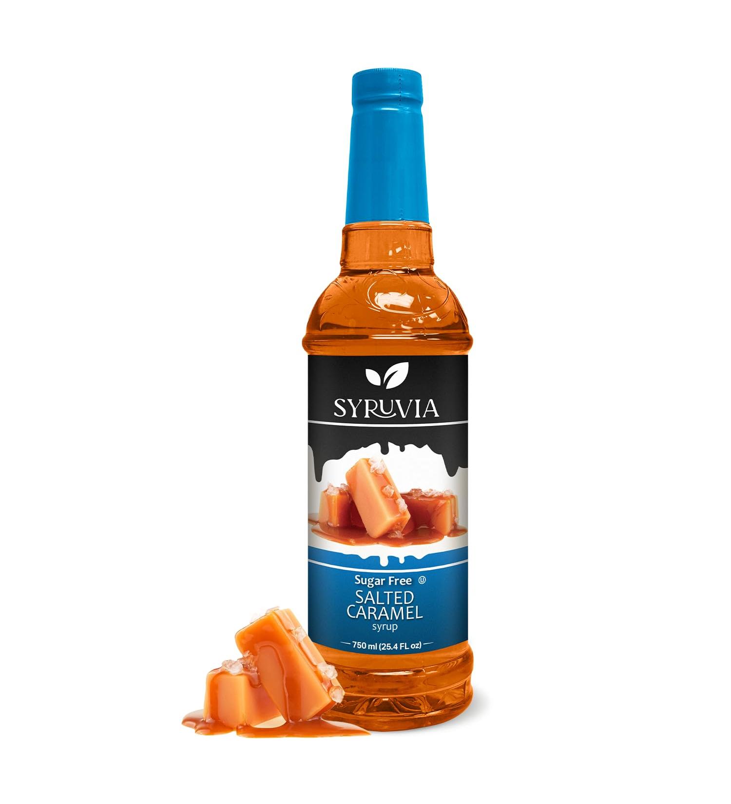 Syruvia Sugar-Free Salted Caramel Coffee Syrup 25.4 fl oz - Syrup for Coffee Lattes Shakes Smoothies Desserts 100% Vegan Gluten Free Kosher No-Calorie Coffee Syrup - Buy Online on GoSupps.com