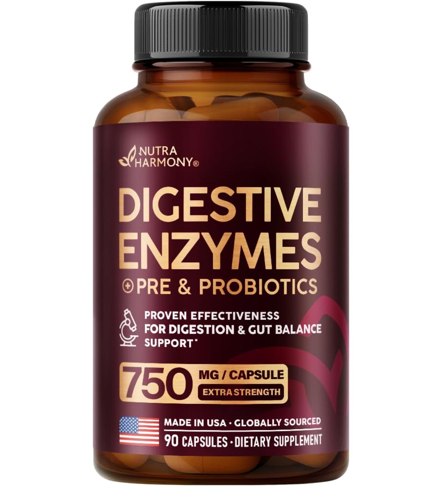 Digestive Enzymes for Women - Multi Digestive Enzymes | Papaya | Bromelain | Probiotic & Prebiotics - Gut & Digestion Support Bloating Relief - Vegan Lab Tested - Made in USA - 90 Capsules One/Day - Buy Online on GoSupps.com