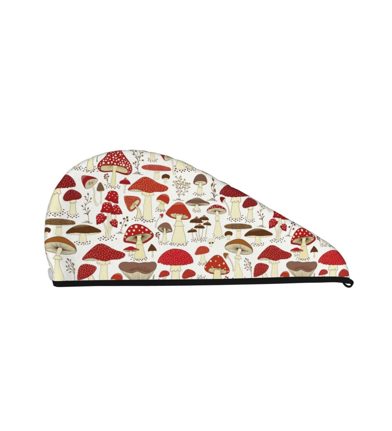Buy Cartoon Mushrooms Microfiber Hair Towel - Super Absorbent Coral Velvet Wrap for Women | Quick Dry for Long Curly & Thick Hair - Buy Online on GoSupps.com