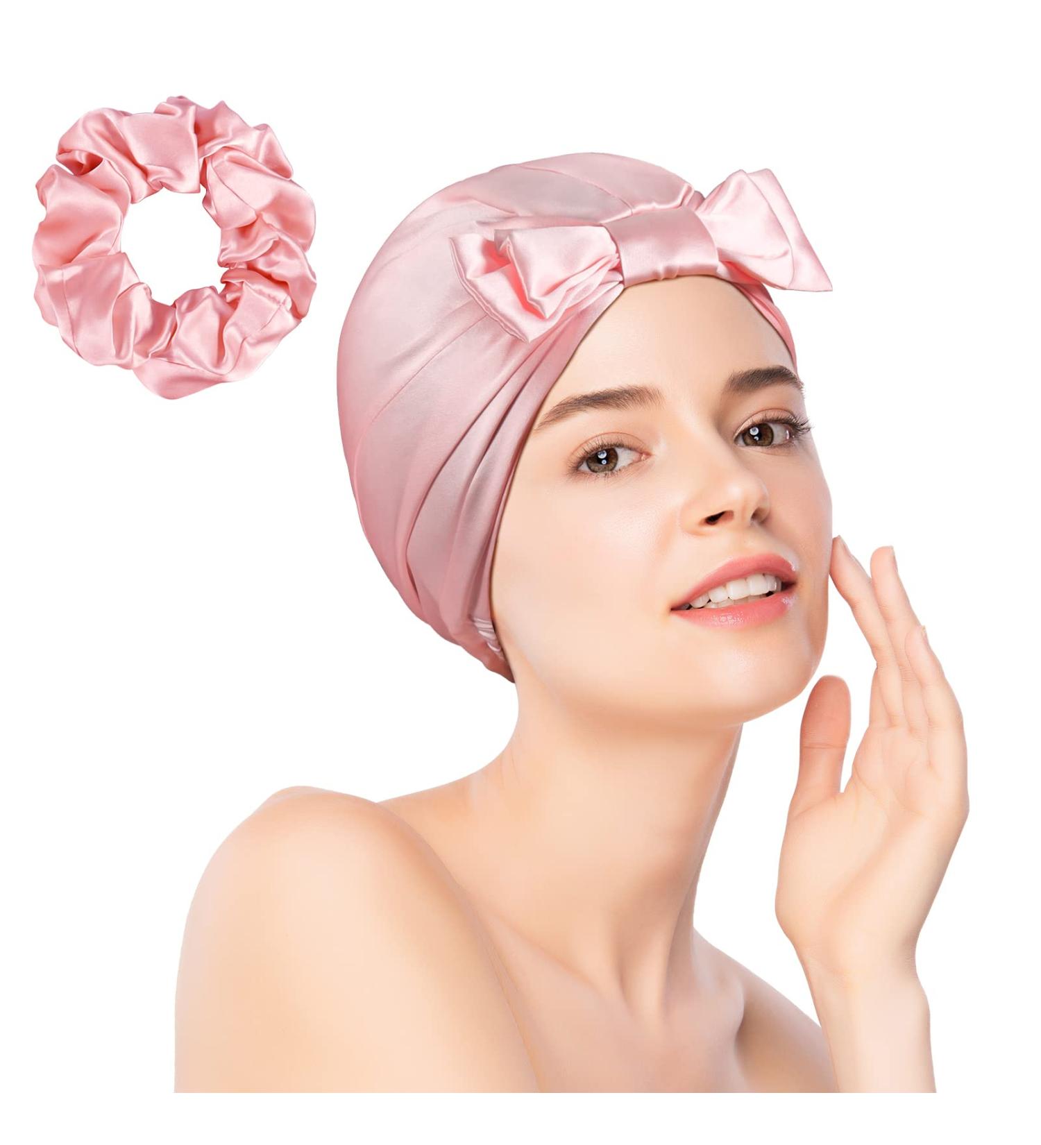 Kenllas 22-Momme 100% Mulberry-Silk Bonnet | Natural Pure Silk Sleep Cap for Women | Curly Hair Care Cover (Pink - Double Layer) - Buy Online on GoSupps.com