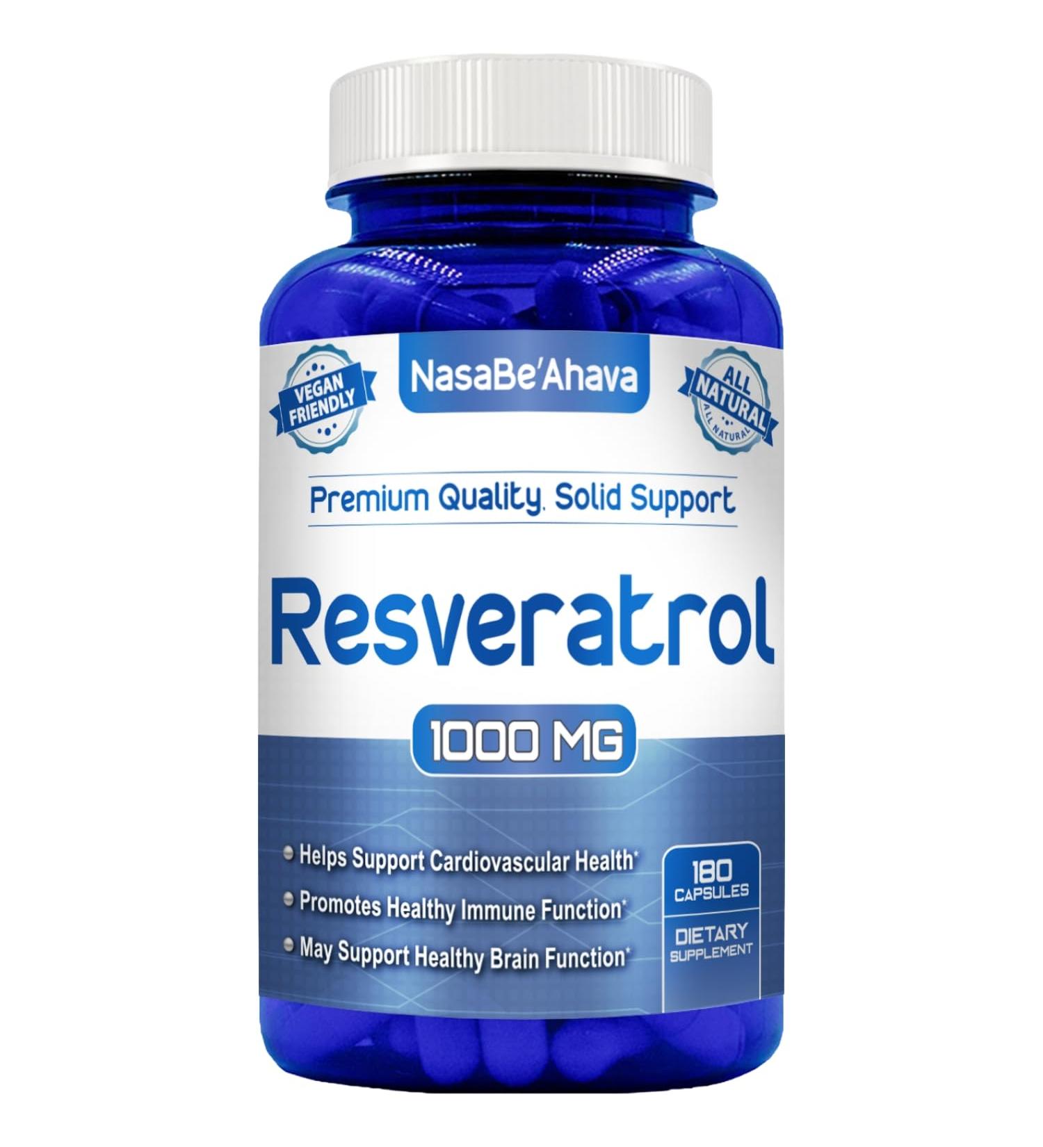 Resveratrol 1000mg Capsules | Vegan Friendly Resveratrol Supplement from Easy Absorption Antioxidant Japanese Knotweed for Skin Heart and Brain Support | Made in US cGMP Facilities (90 Day Supply) - Buy Online on GoSupps.com