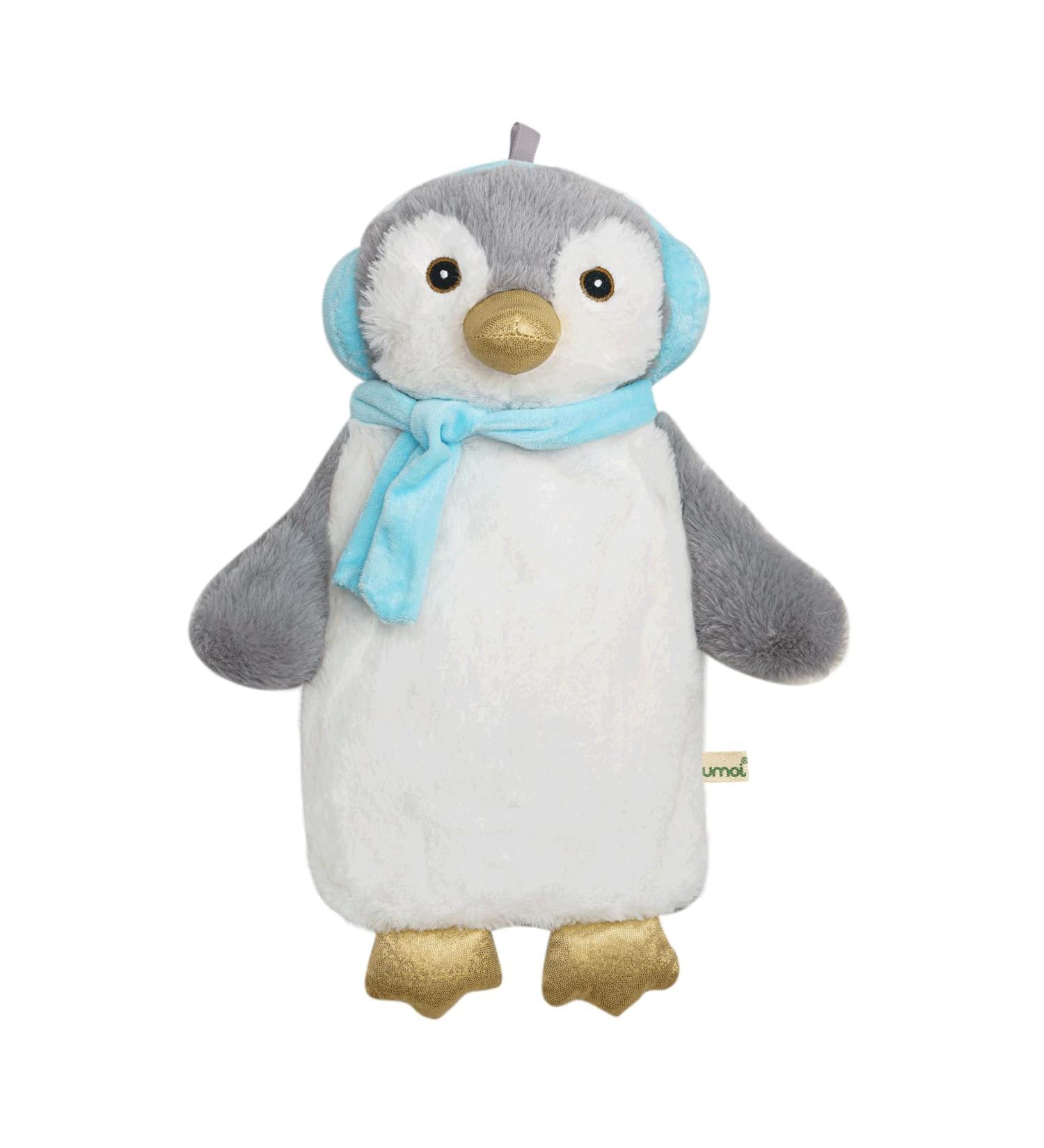 Penguin Blue Children's Hot Water Bottle 1L with Soft Fake Fur Cover - Natural Rubber Heat Pad for Kids - T V Rheinland Tested - Buy Online on GoSupps.com