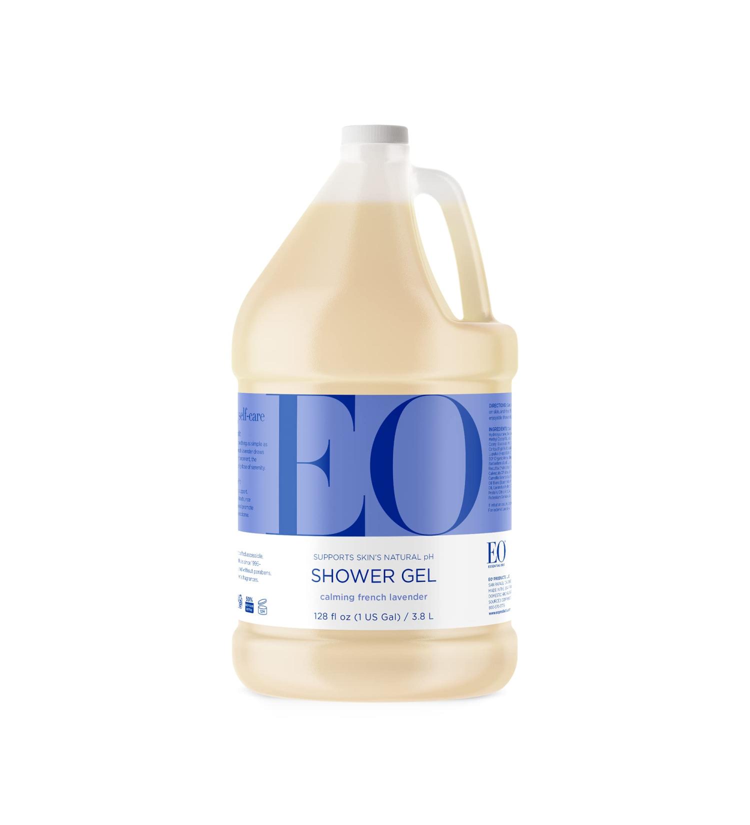 Organic French Lavender Shower Gel Refill - 1 Gallon (128 Fl Oz) | Plant-Based Skin Cleanser with Pure Essential Oils - Buy Online on GoSupps.com