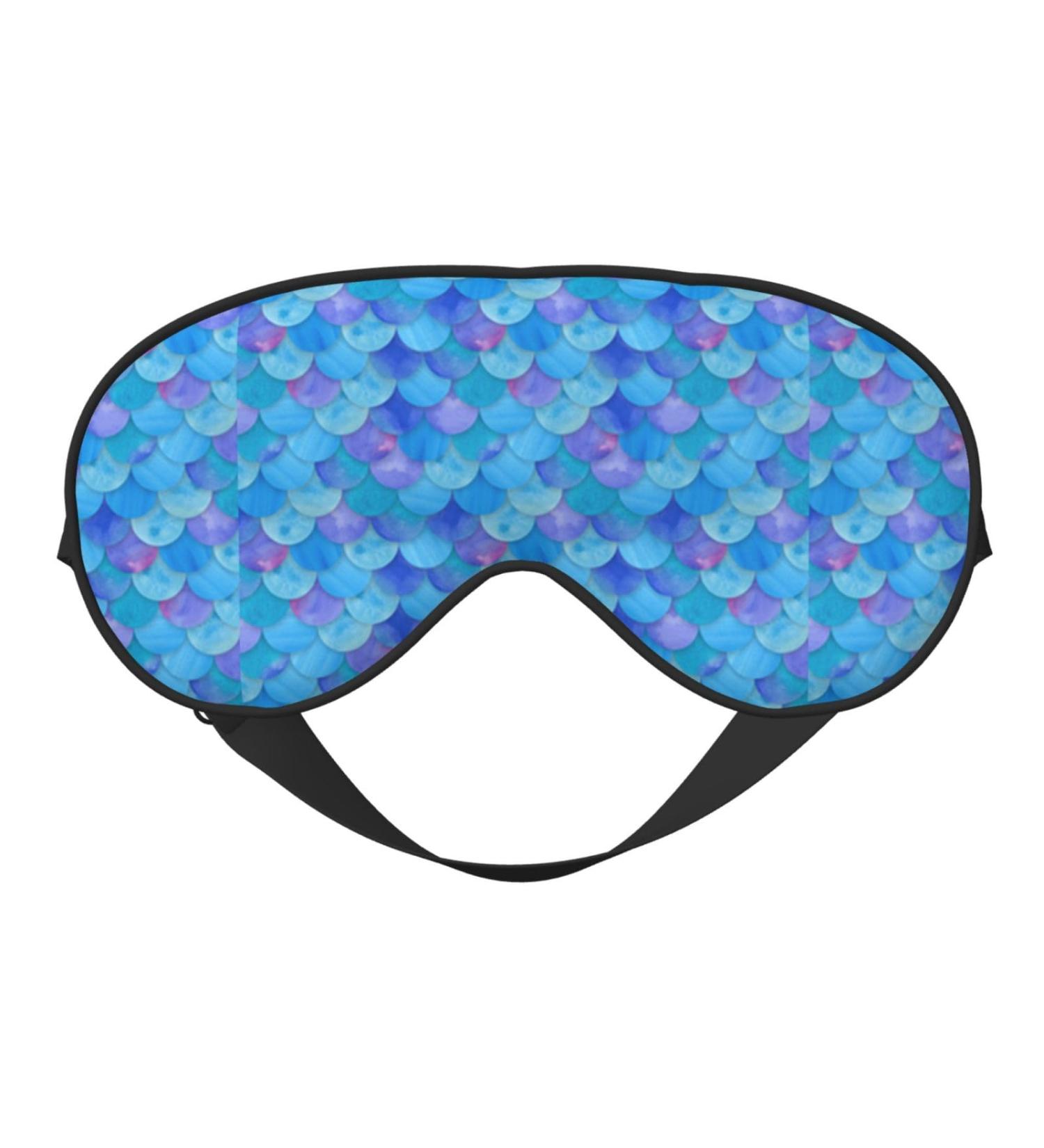 Double-Sided Eye Mask Geometric Blue Mermaid Scales Unisex Sleep Shade Cover for Ultimate Comfort | International Shipping Available - Buy Online on GoSupps.com