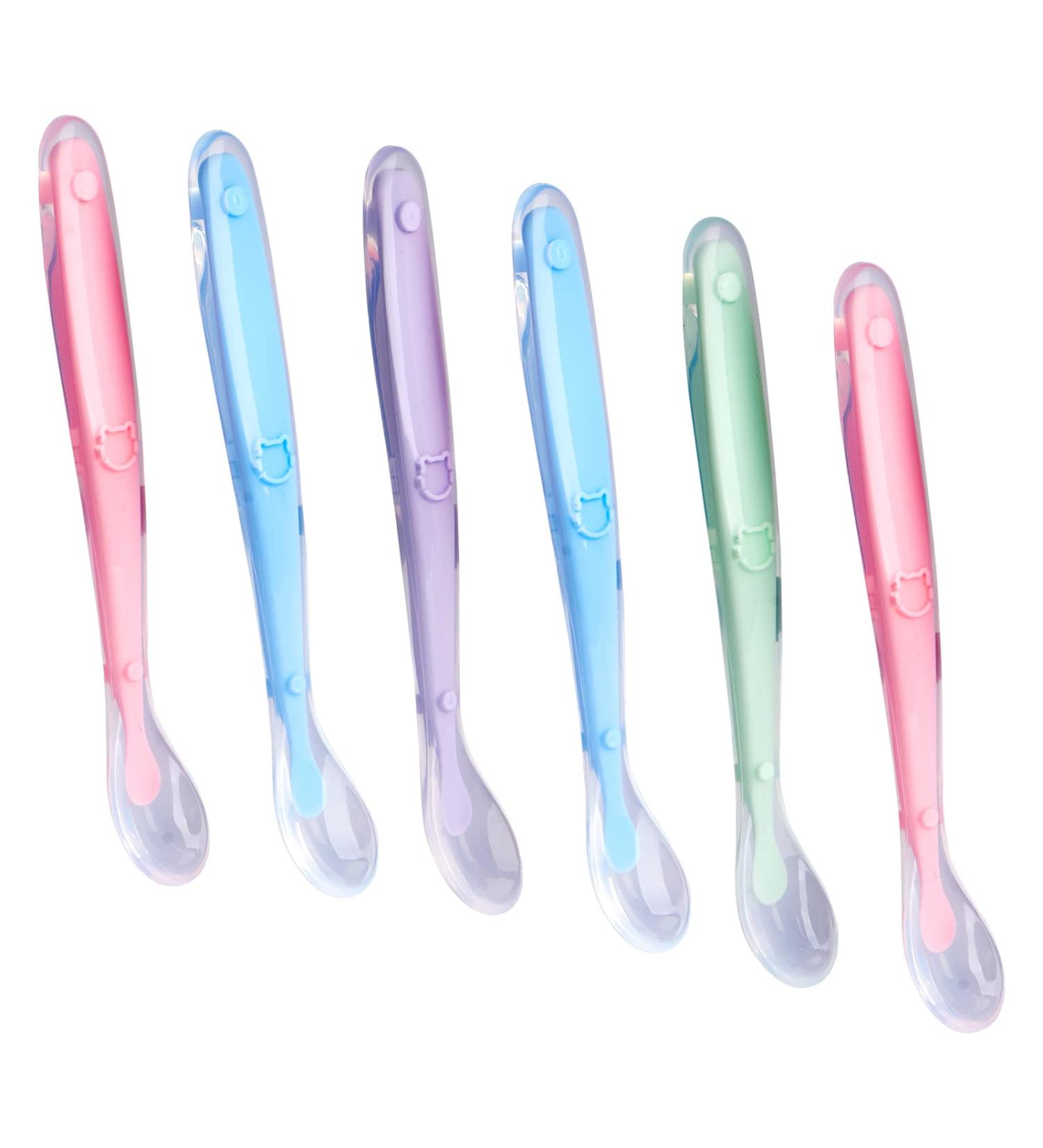Lunekuck 6-Pack BPA-Free Silicone Baby Feeding Spoons - Soft Bent Design for Easy Weaning & Complementary Food for Toddlers & Infants - Buy Online on GoSupps.com