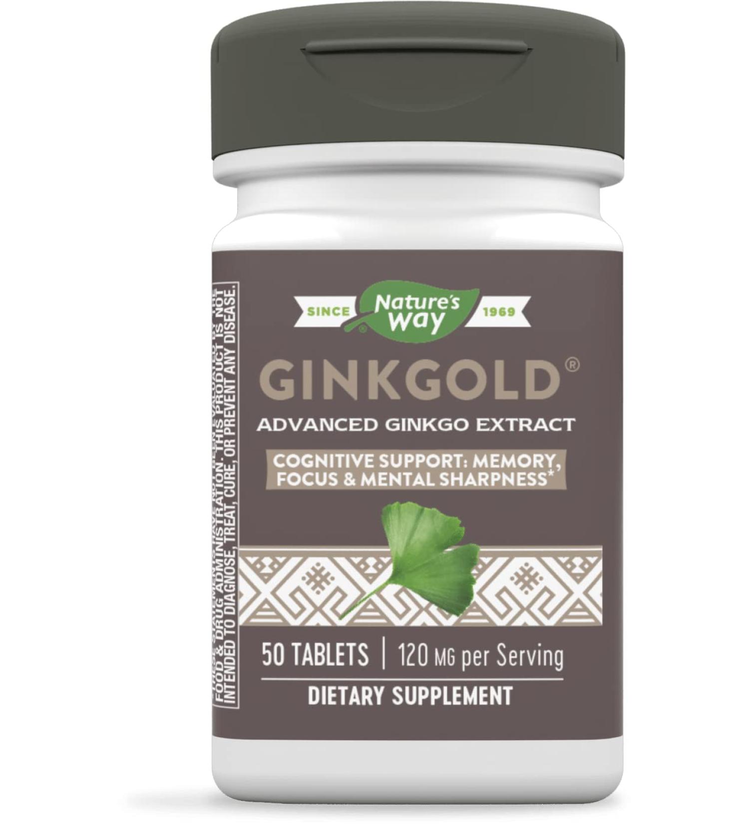 Nature's Way Ginkgold 60mg - 50 Tablets - Boost Memory & Cognitive Function - Buy Online on GoSupps.com
