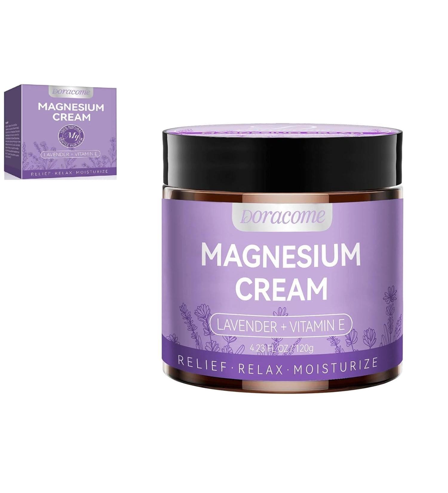 Doracome Magnesium Lotion | Magnesium Cream for All skin types Bedtime Routine Fast-Absorbing Non-Greasy Unscented for Legs Calves & Feet 4.23 fl oz-1