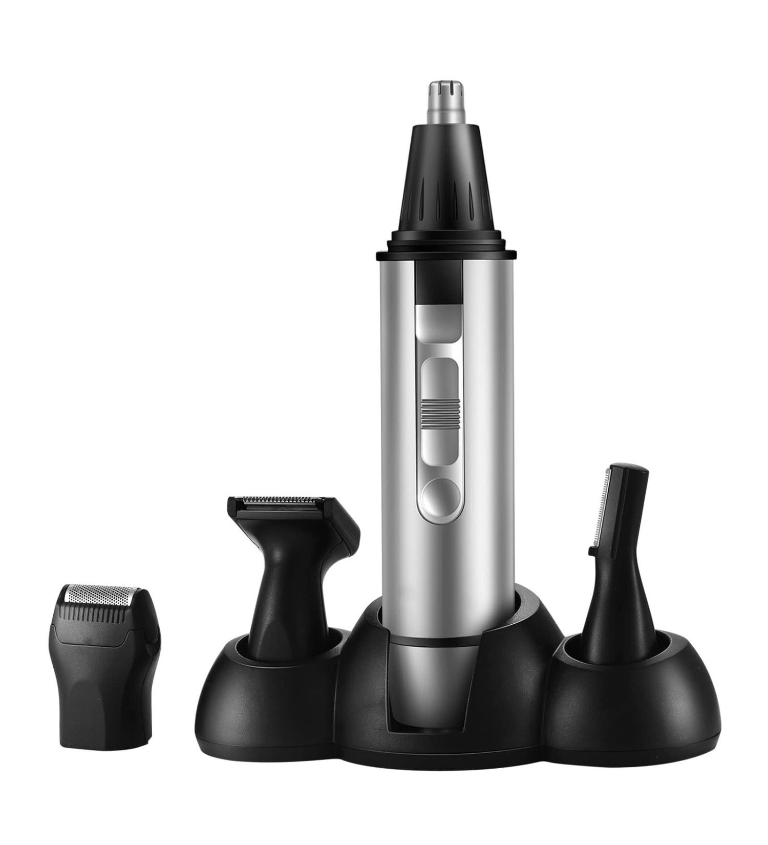 4-in-1 Nose Hair Trimmer for Men - Waterproof Battery Powered Nose & Ear Clipper Eyebrow & Facial Hair Trimmer for Travel & Camping - Buy Online on GoSupps.com