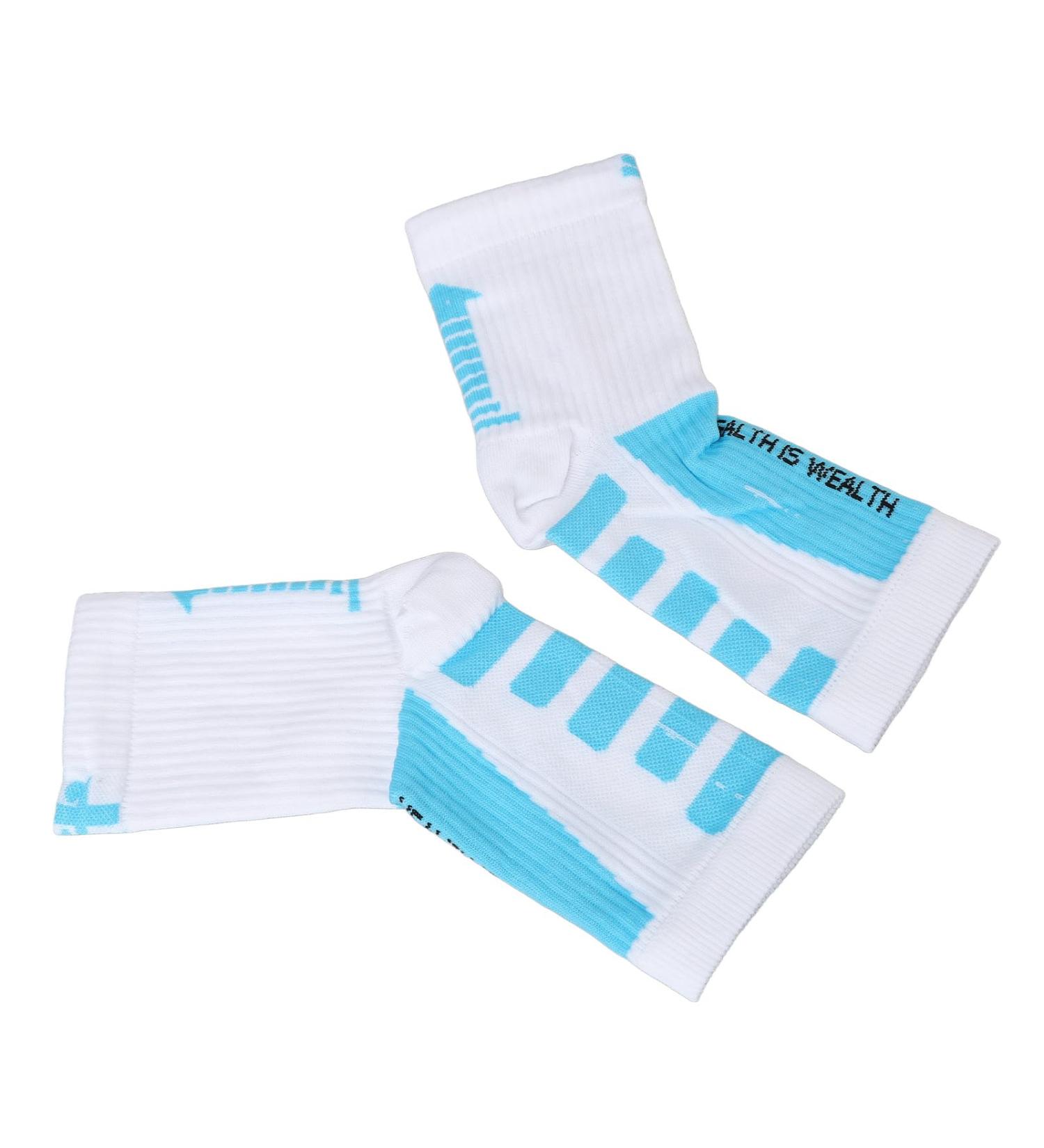 Foot Sleeve for Flexible Movement - Sectional Compression Sports Heel Socks (White & Blue) | Enhance Performance & Comfort - Buy Online on GoSupps.com