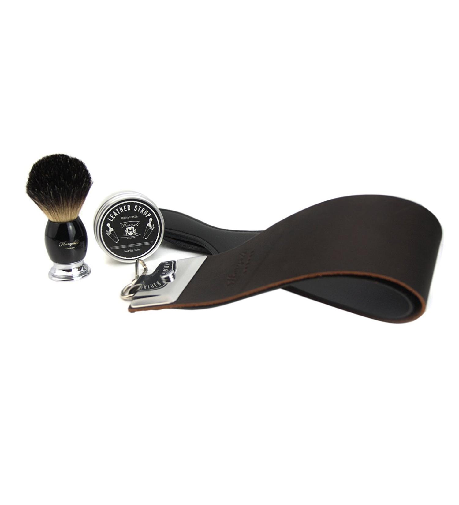 Handmade Leather Strop with 10ml Paste | Real Badger Hair Brush - Premium Quality Shaving Tools for Men - Buy Online on GoSupps.com