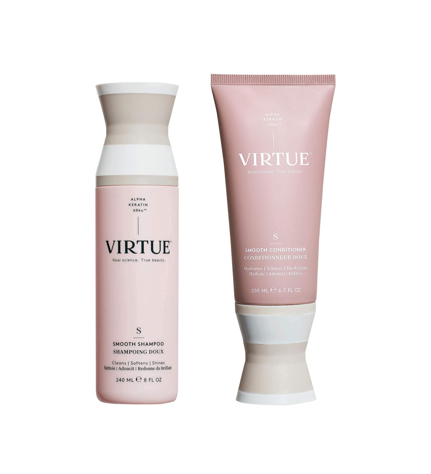 VIRTUE Smooth Shampoo & Conditioner Set - Alpha Keratin for Frizzy, Coarse, Curly Hair - Buy Online on GoSupps.com