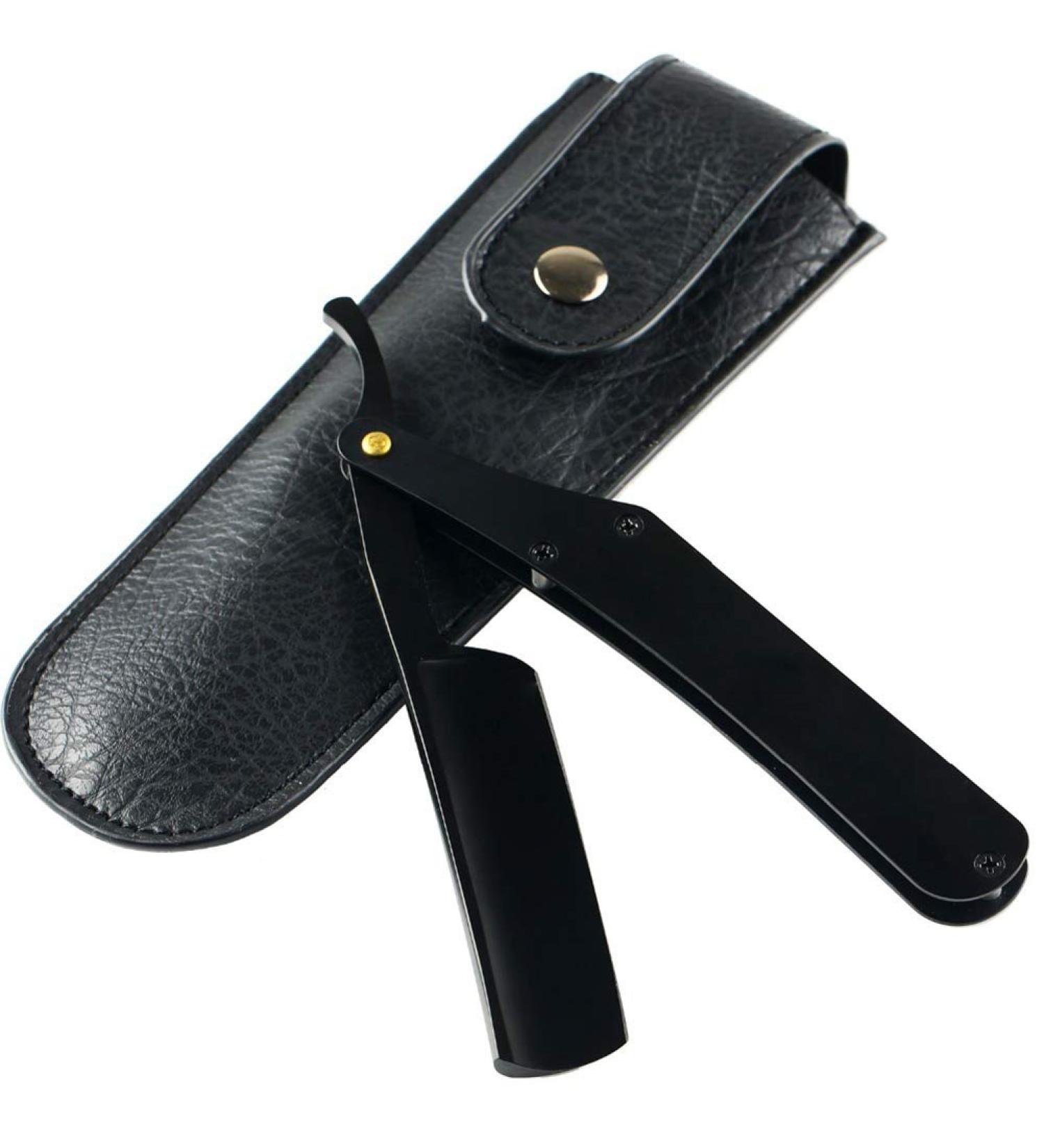 Desikixudy Men's Razor Knife - Stainless Steel Hairdresser Razor Safe Folding Knife for Face Cutting - Includes Bag - Buy Online on GoSupps.com