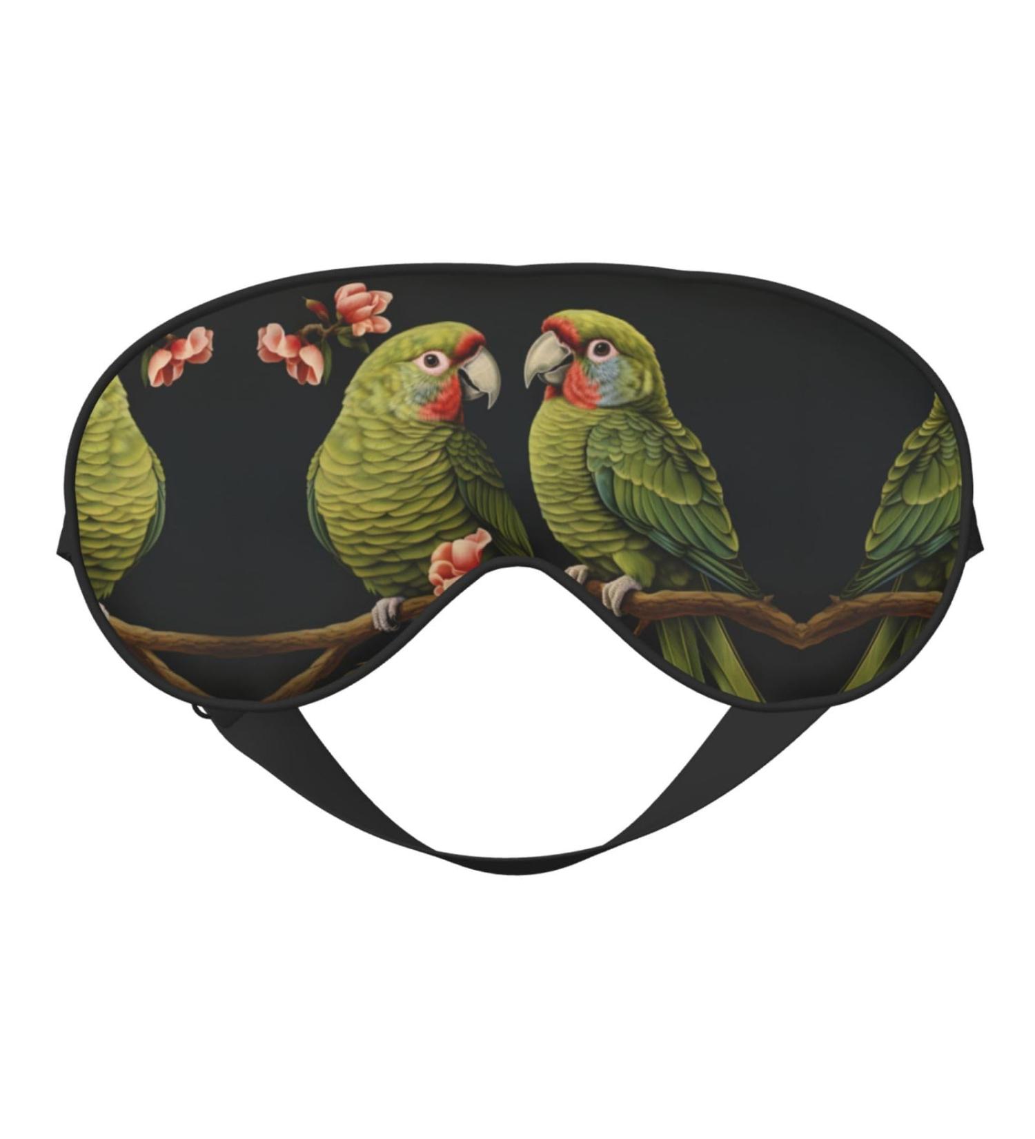 Buy Couple Parrots Olive Print Unisex Sleep Eye Mask | Soft Comfort Eye Shade Cover for Travel Yoga & Shift Work - Buy Online on GoSupps.com