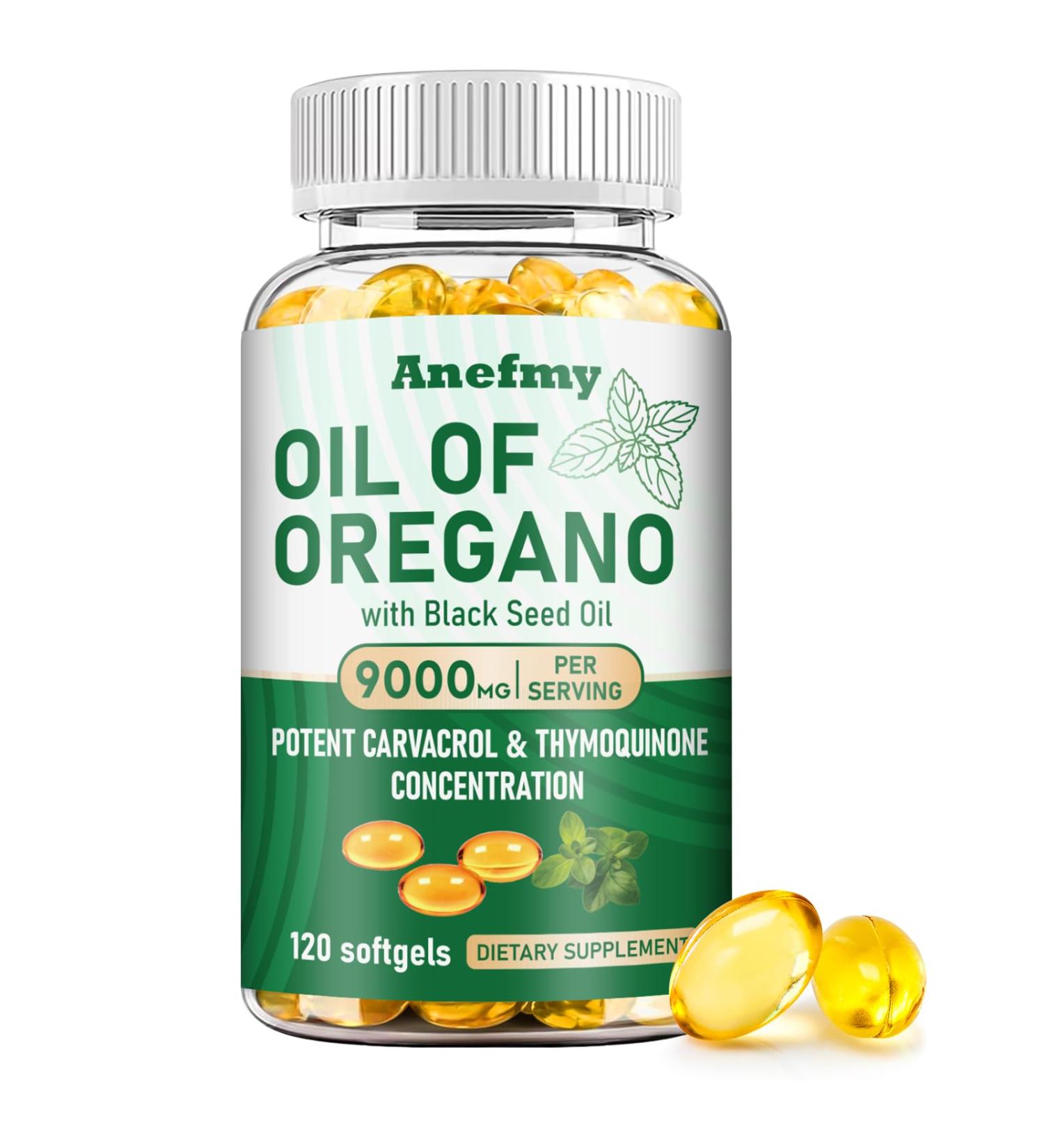 Anefmy Oil of Oregano with Black Seed Oil Capsules 2-in-1 Organic Oregano Oil Softgels Supplement for Immune Support Antioxidant with Concentrated Carvacrol & Thymoquinone Non-GMO (120 Softgels) - Buy Online on GoSupps.com