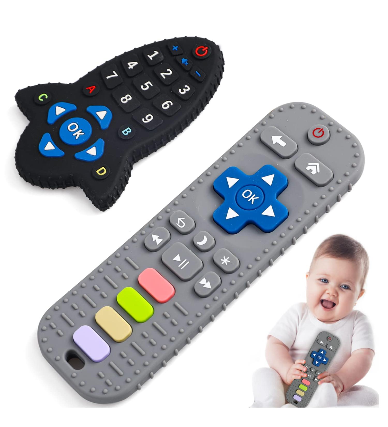 2 Pack Baby Teething Toys - Remote Control & Rocket Silicone Teether Set | BPA-Free Relief Soothing Toys for Babies 6-12 Months - Buy Online on GoSupps.com