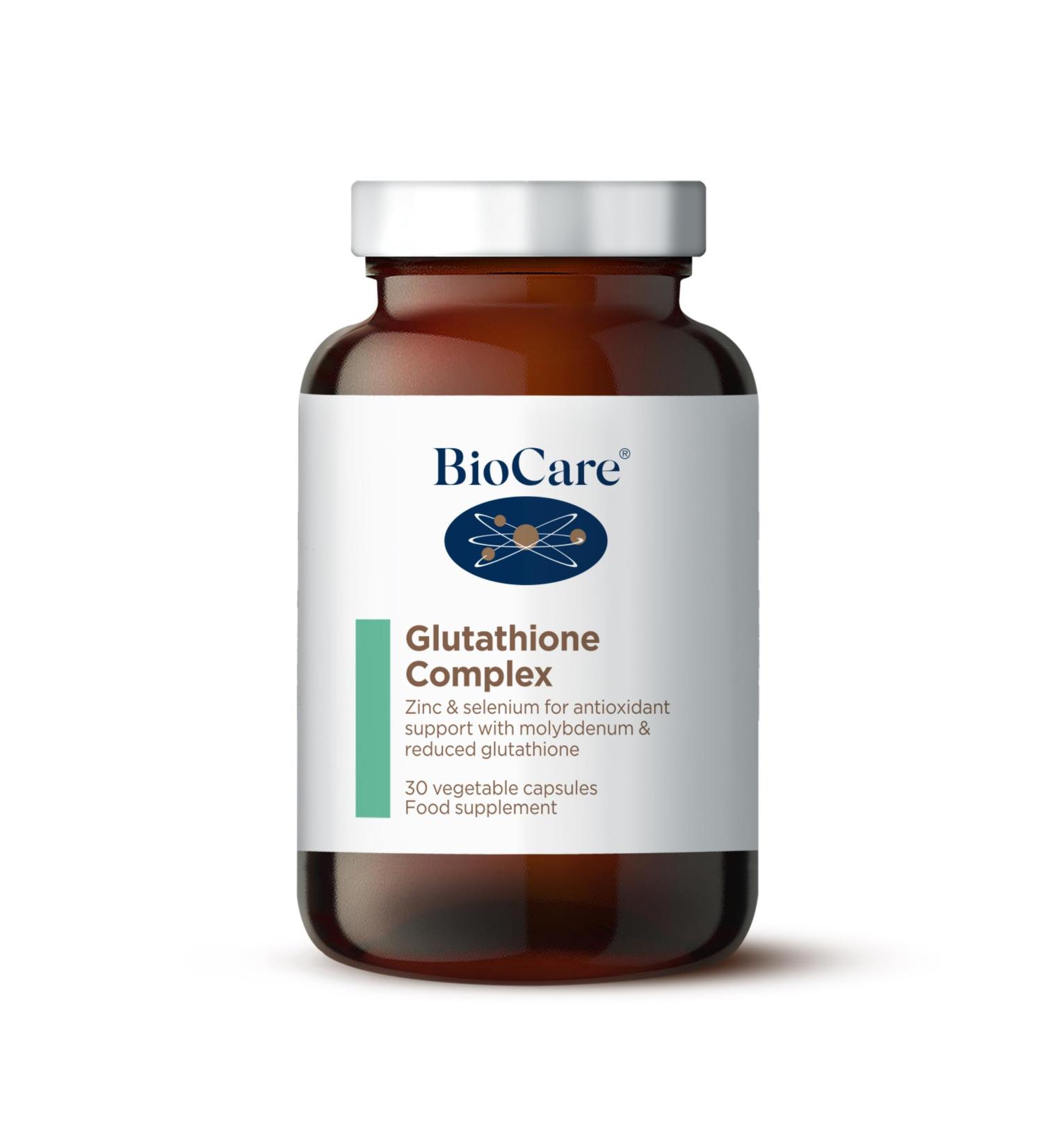 BioCare Glutathione Complex | Zinc & Selenium for Antioxidant Support | with Molybdenum and Reduced Glutathione | Suitable for Vegetarians and Vegans - 30 Capsules - Buy Online on GoSupps.com