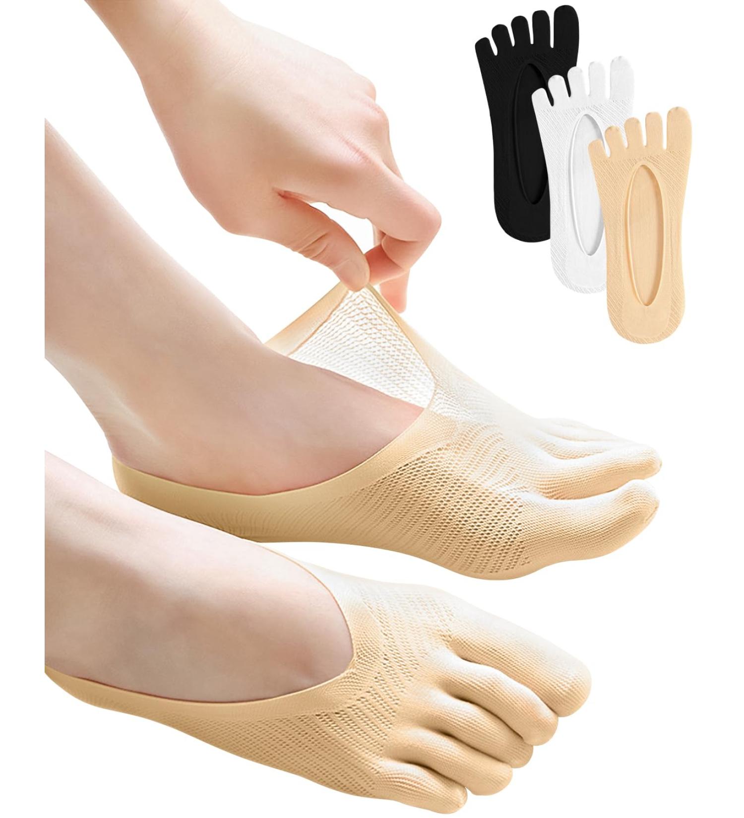 Bunion Relief Socks for Women - 6 Pairs Toe Separator & Alignment Compression Low Cut Five Finger Socks - Buy Online on GoSupps.com