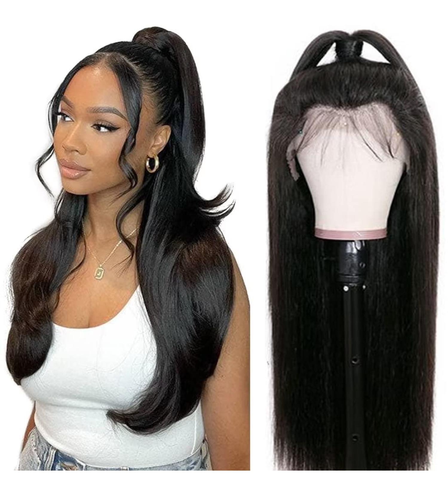 Rxy 13x6 HD Lace Front Wig - 100% Brazilian Real Hair Wig for Women - 22 Inches Natural Black with Baby Hair - Buy Online on GoSupps.com