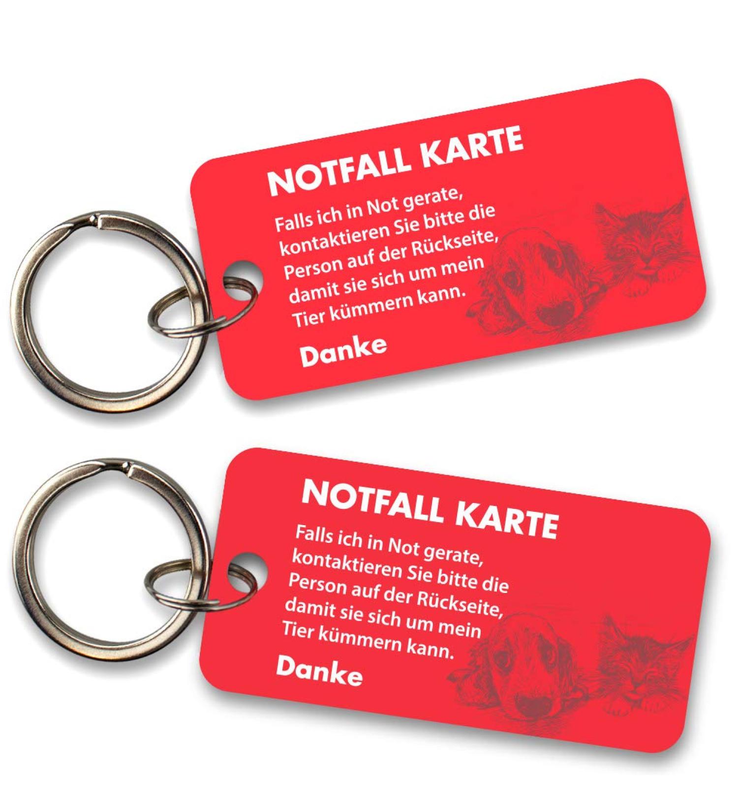 2 x High-Quality PVC Pet Emergency Cards Set - Red with Key Ring | Essential Safety for Pets | International Shipping - Buy Online on GoSupps.com