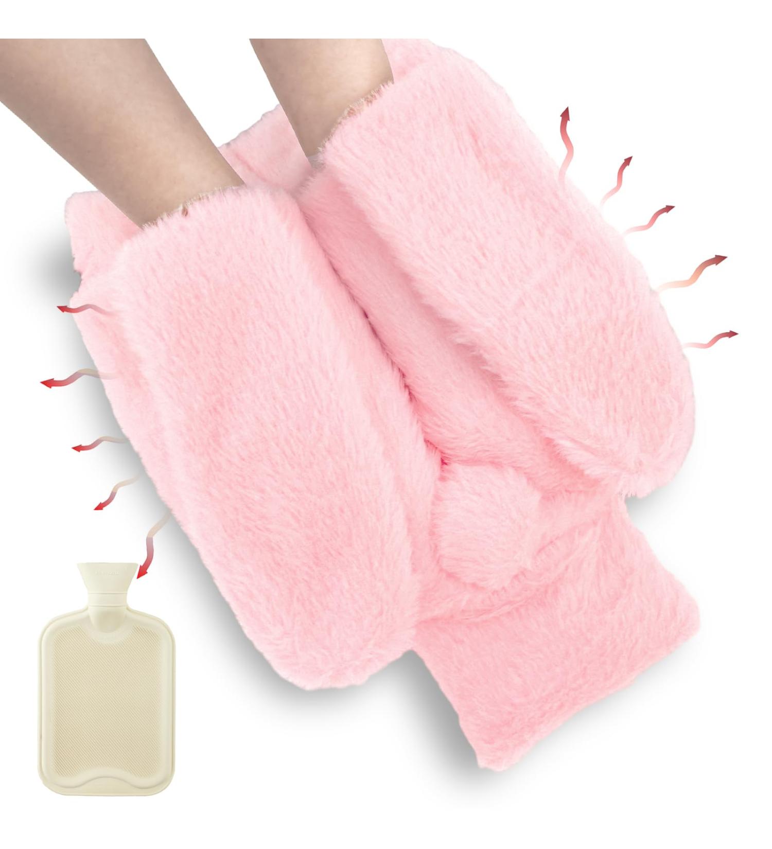 2L Electric-Free Foot Warmers | Soft Rabbit Ear Design Heating Pads | 2-in-1 Foot Heat Bottle for Men & Women | Perfect Winter Gifts (Pink) - Buy Online on GoSupps.com