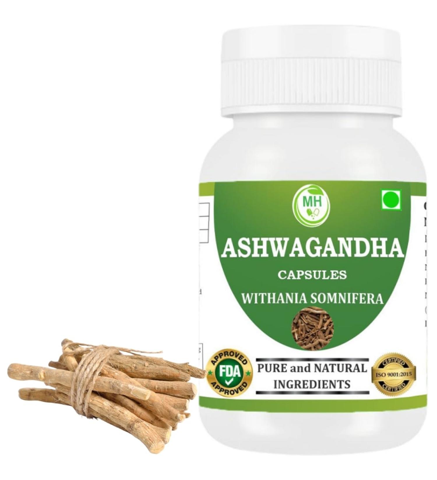 Morsan Healthcare Ashwagandha Capsules | Withania Somnifera Extract | 500mg Each | Non-GMO Vegan Gluten-Free | Natural Herbal Supplement | 60 Vegetarian Capsules | (Pack of 1) - Buy Online on GoSupps.com
