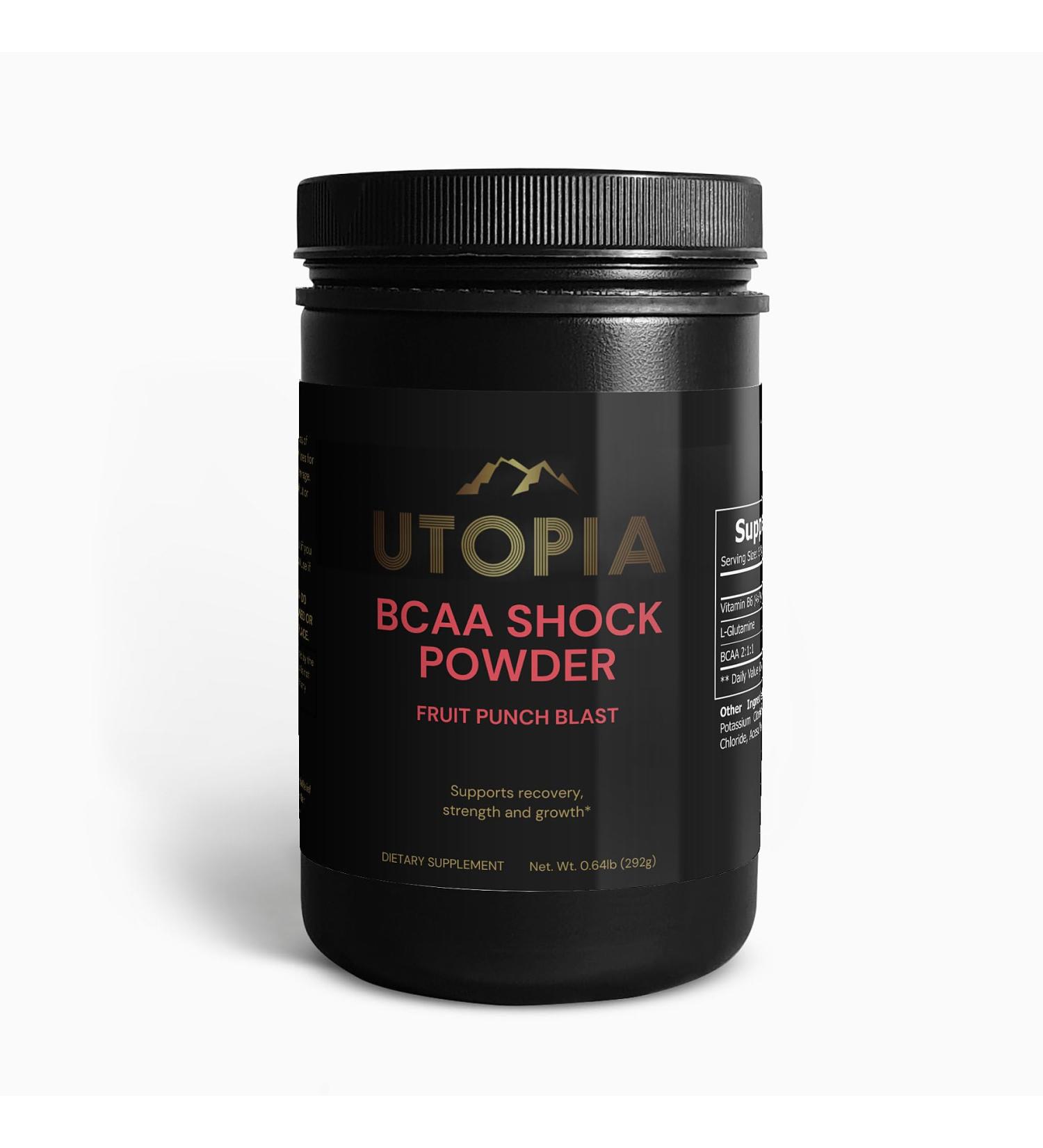Utopia BCAA Shock Powder 2:1:1 - 45 Servings Fruit Punch Blast | Fast Recovery & Lean Muscle Growth | Shop Now - Buy Online on GoSupps.com