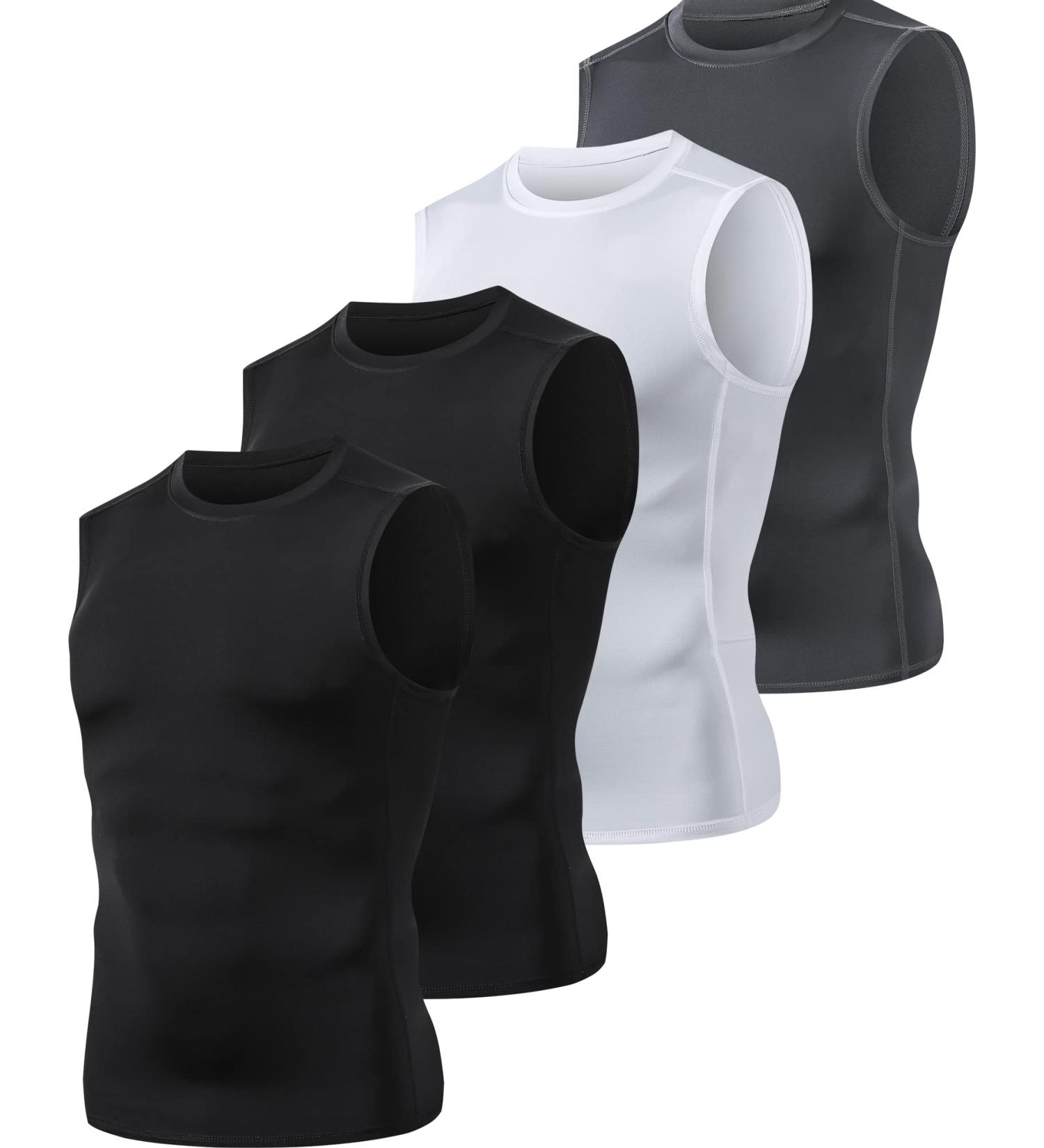 Hoplynn 1/4 Compression Shirt for Men - Sleeveless Training Tank Tops - Sporty Gym Undershirt in Black/Gray/White | Perfect for Running & Workouts - Buy Online on GoSupps.com