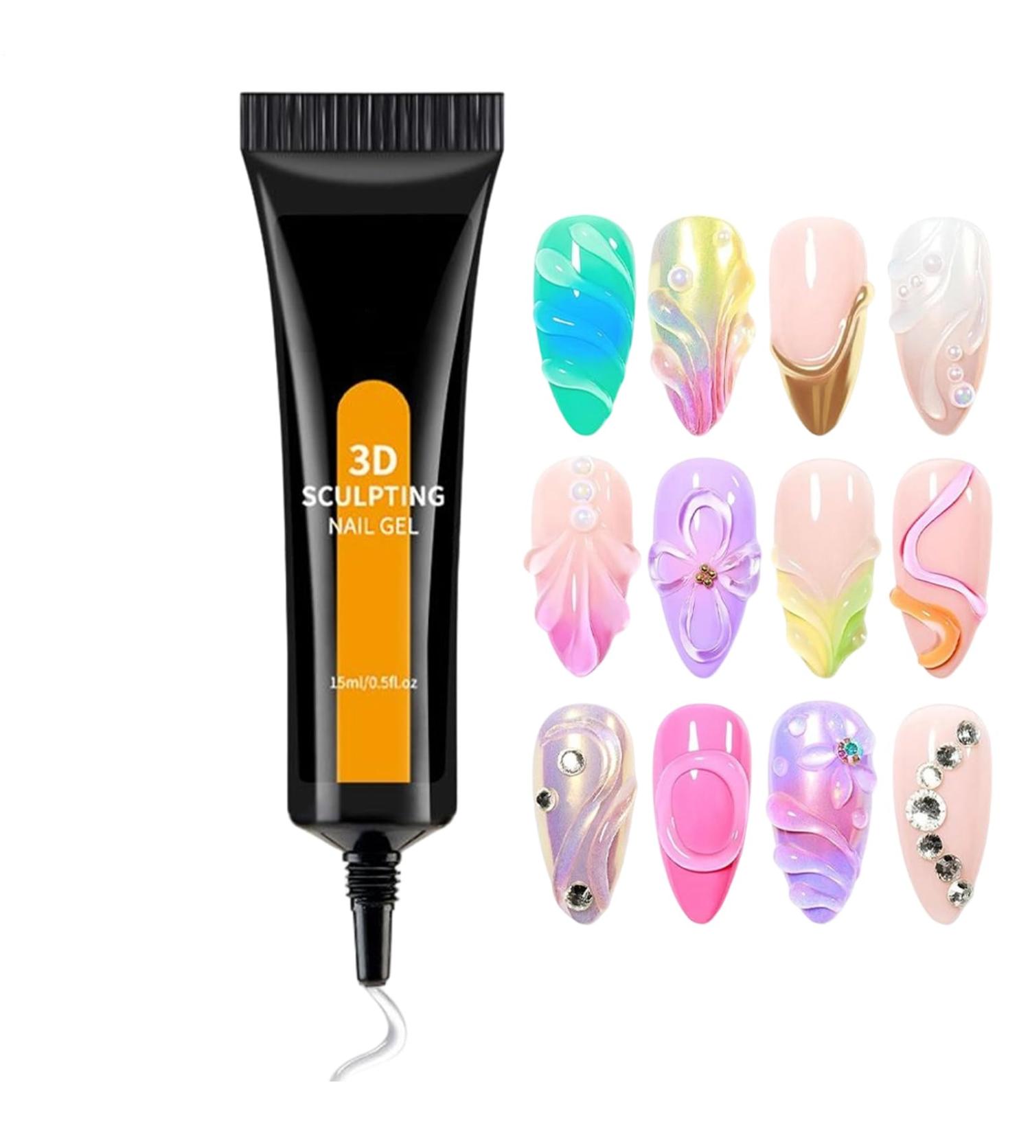 3D Nail Gel - No-Wipe 3D Beauty Care Products 15ml Adhesive Glue for Nail Art and Rhinestones | For Beginners Professionals Rhinestone Salon Party Holiday Wedding Birthday - Buy Online on GoSupps.com