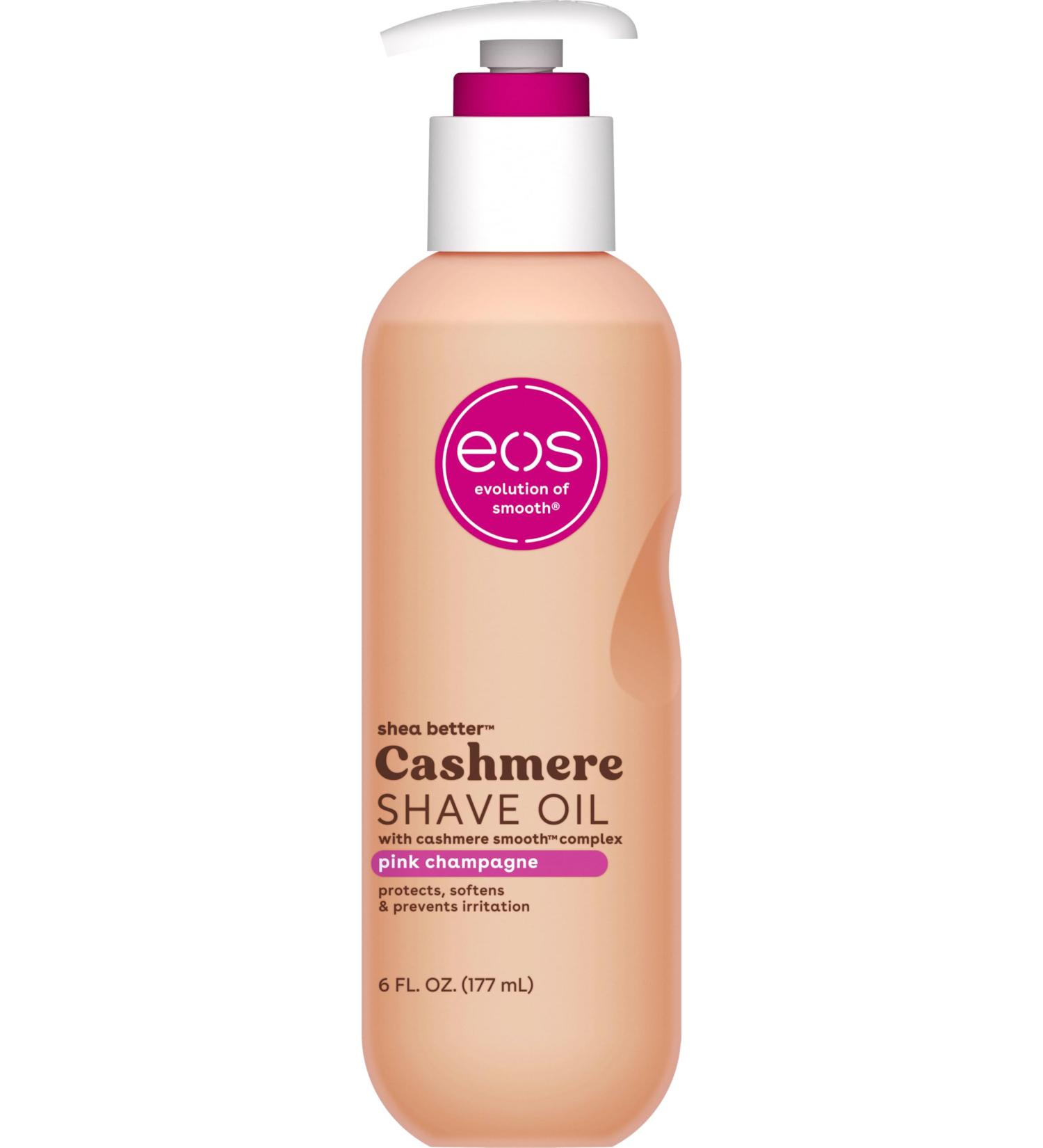 eos Cashmere Shave Oil - Pink Champagne - Huile de rasage hydratante - Avec beurre de karit et glyc rine - Pour peaux sensibles - 177 ml - Buy Online on GoSupps.com