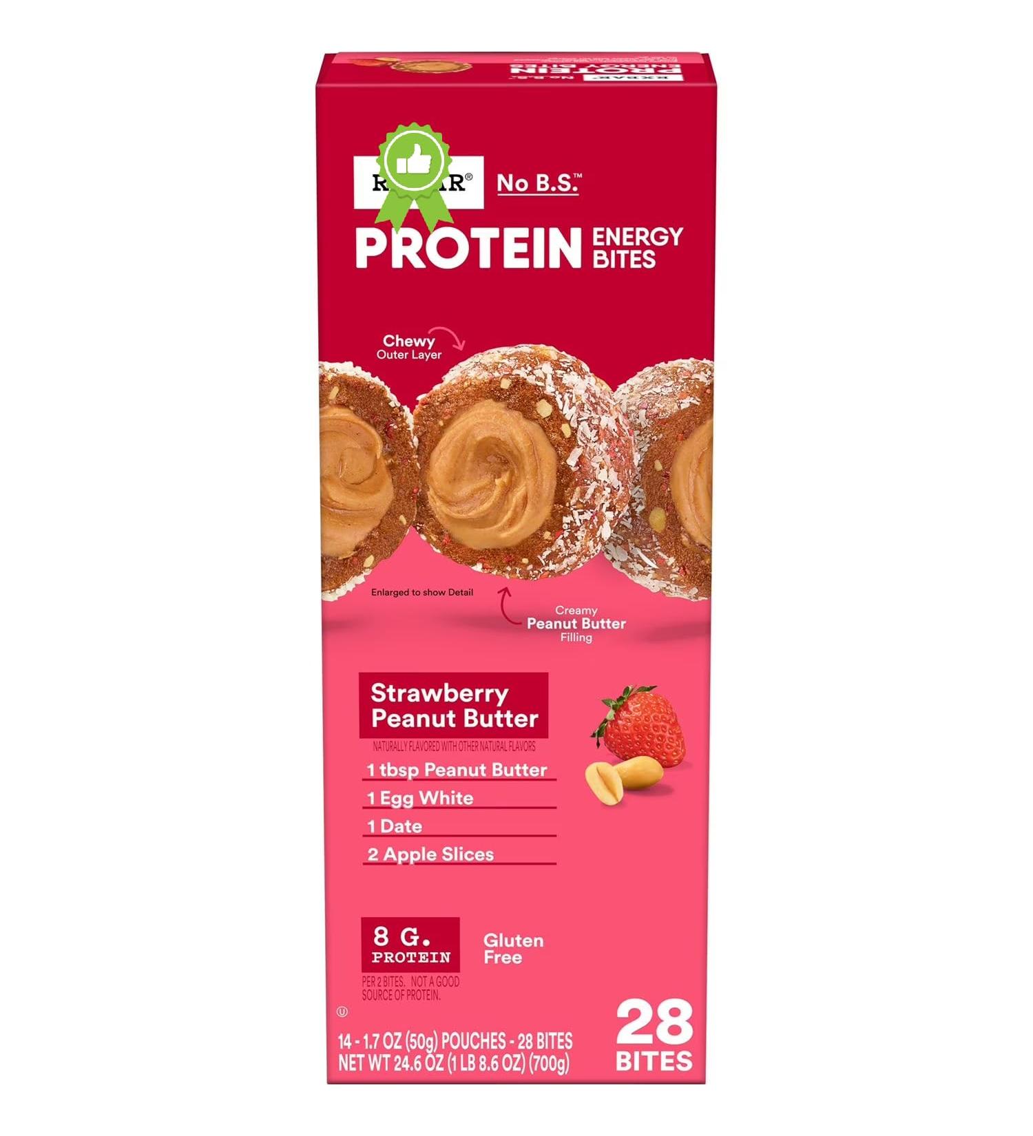 Protein Bites Strawberry Peanut Butter Gluten-Free Snack Cups 12g Protein 14 Count (Pack of 1) - Buy Online on GoSupps.com