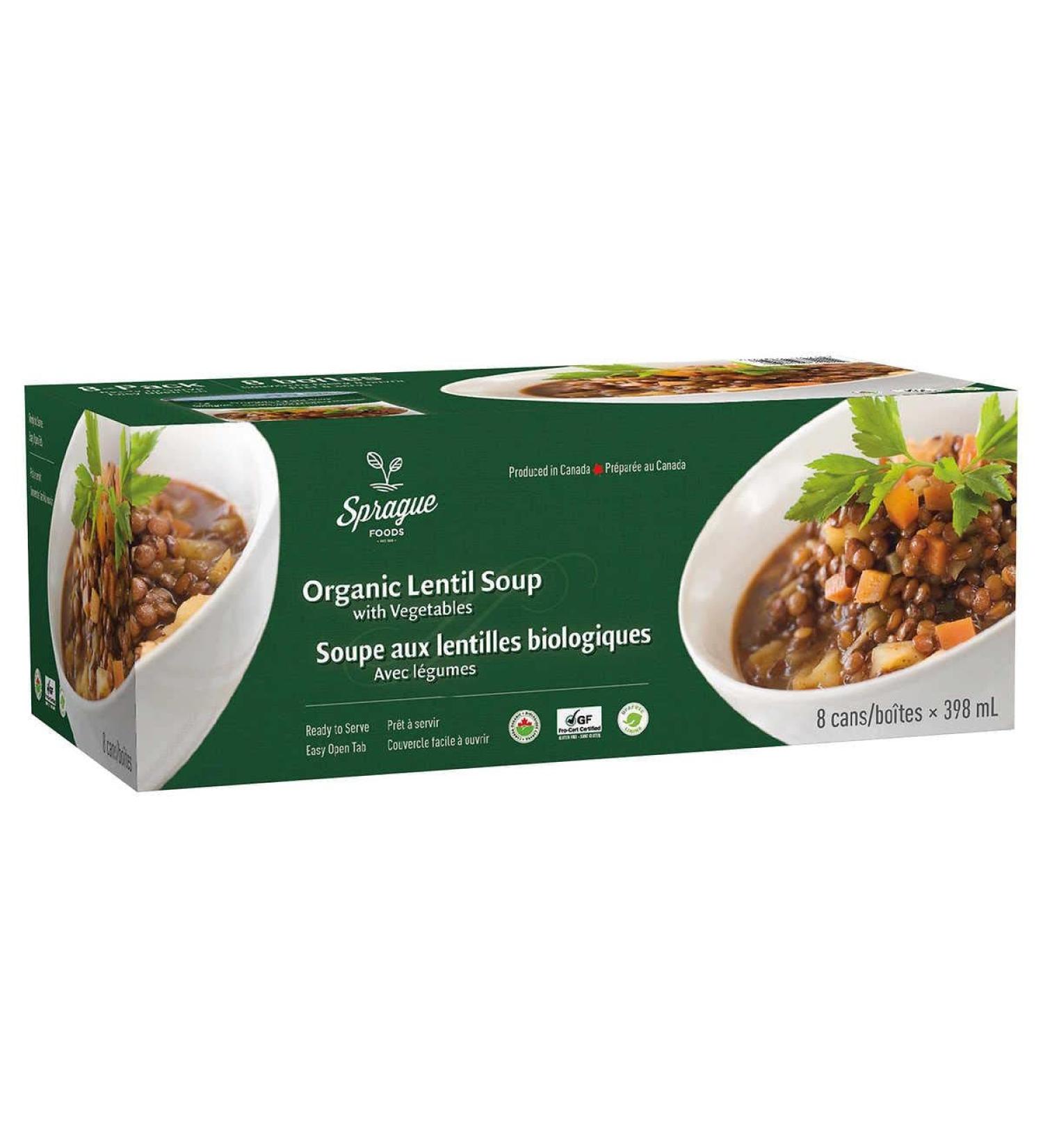 Organic Sprague Lentil and Vegetable Soup 8 X 398 ml