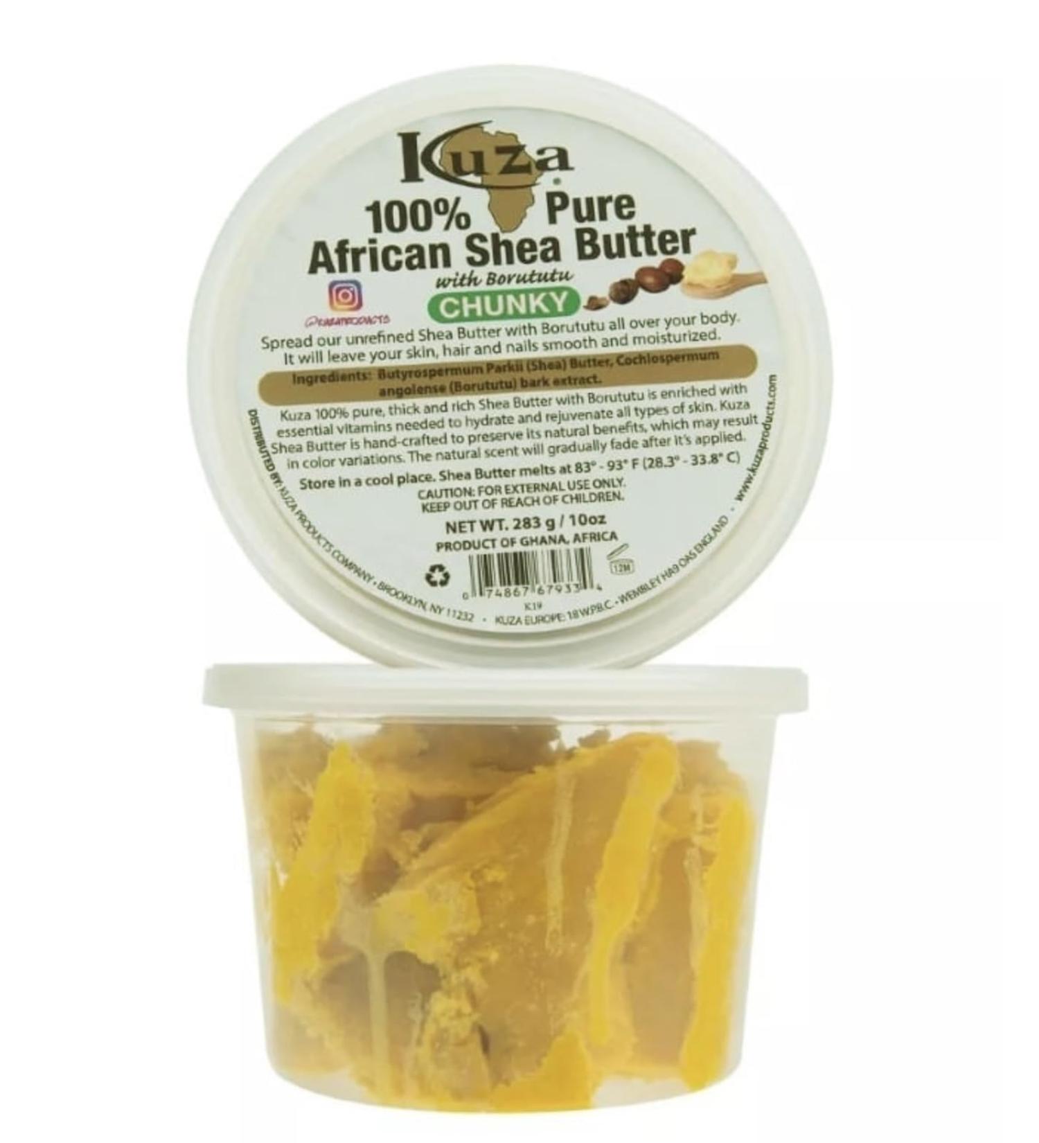 Kuza 100% Pure African Shea Butter with Borututu - Chunky Yellow 10 oz | Natural Moisturizer & Skin Treatment - Buy Online on GoSupps.com