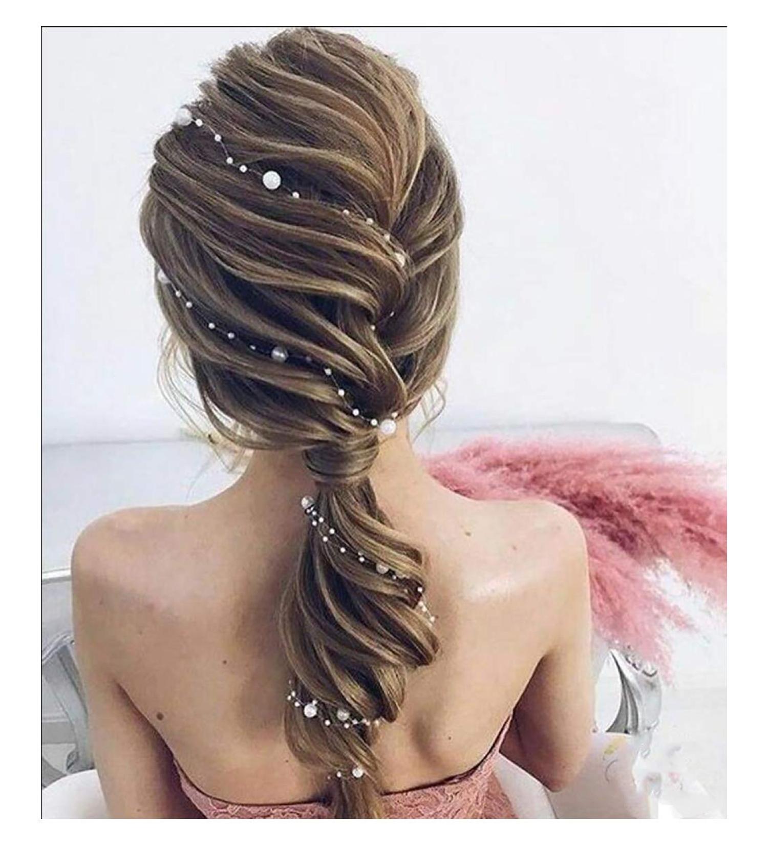 Set of 2 Bride Pearl Hair Vines - Handmade Wedding Accessories for Boho Bridal Look (Silver) - Buy Online on GoSupps.com