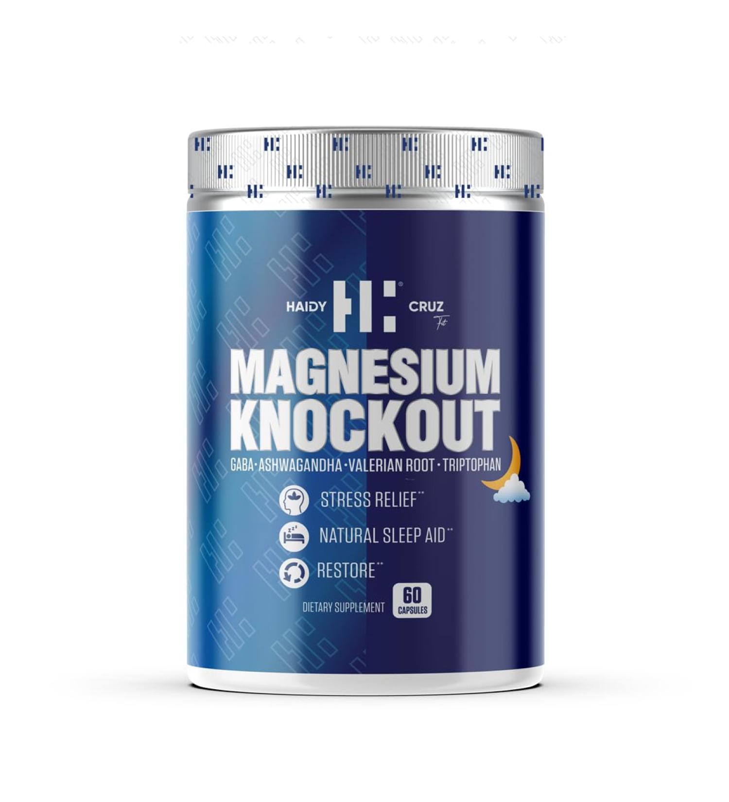 Haidy Cruz Fit Restore Knock Out - Magnesium Citrate Natural Sleep Aid and Mood Enhancer Supplement - Metabolic Support Immunity Boost with Ashwagandha Powder (60 Capsules)