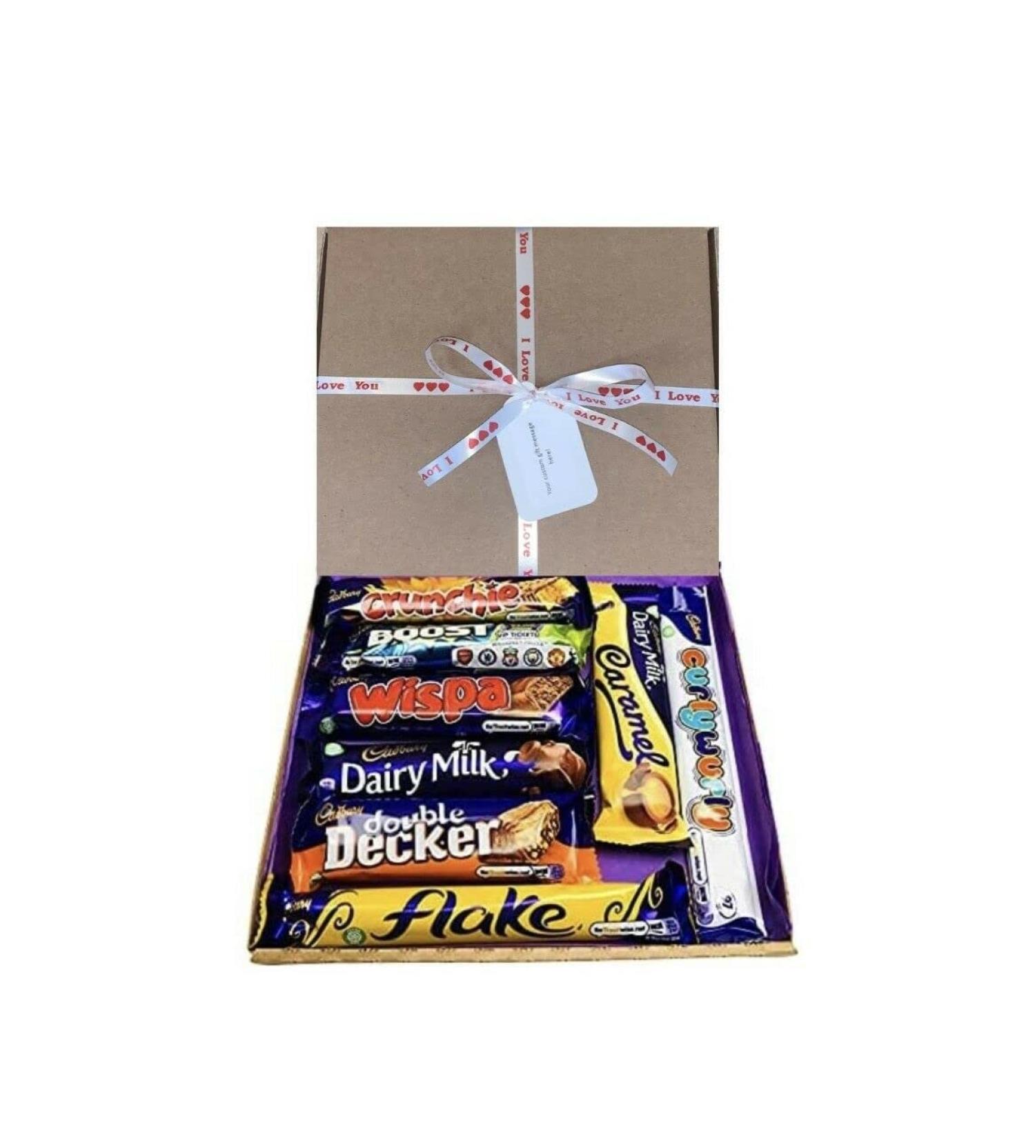 Cadburys Sweet Box Birthday Chocolate Lover Gift Box Hamper Tied With I LOVE YOU Ribbon 8 Full Size Bars Chocolates Christmas Selection box Stocking Filler Movie Night - Buy Online on GoSupps.com
