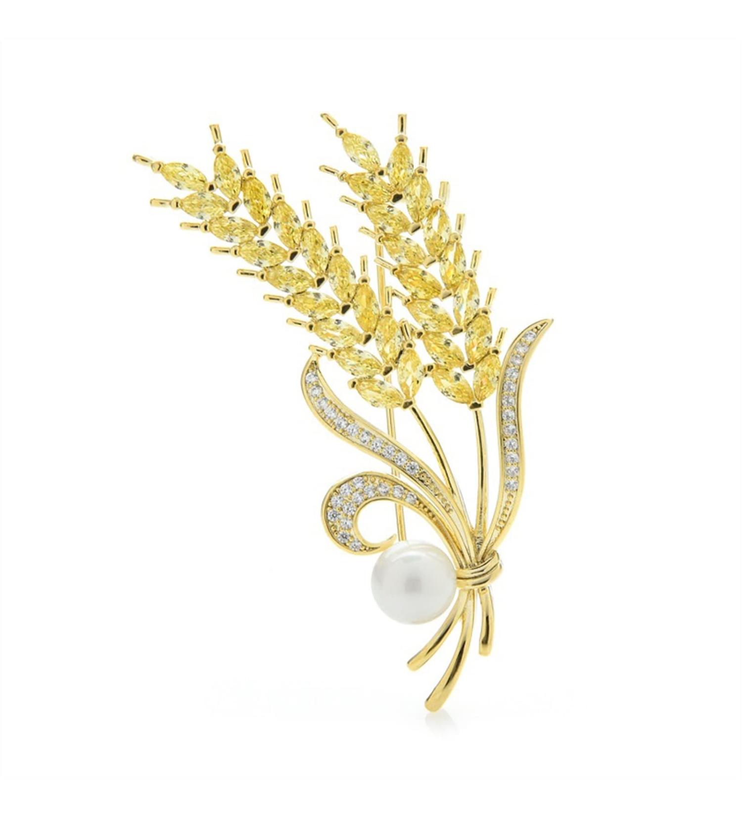 WIPPWER Pin Jewelry Gifts for Women Ladies Fashion Accessories Ladies Elegant Cubic Zircon Wheat Brooch Wheat Shape Wedding Banquet Brooch Pin Brooches & Pins - Buy Online on GoSupps.com