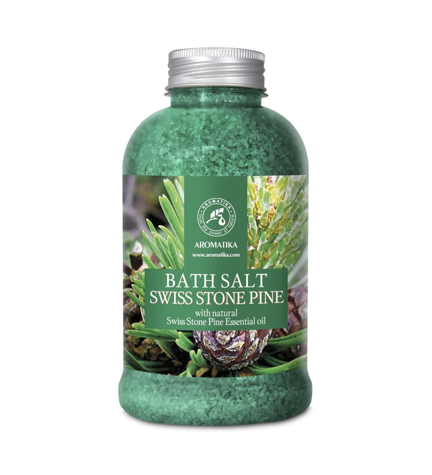 Pine Bath Salt with Natural Swiss Stone Pine Essential Oil - 21.16 Oz - Coniferous Salts for Relaxing Bath, Good Sleep, and Beauty - Aromatherapy Sea Salts for Body Care - Buy Online on GoSupps.com