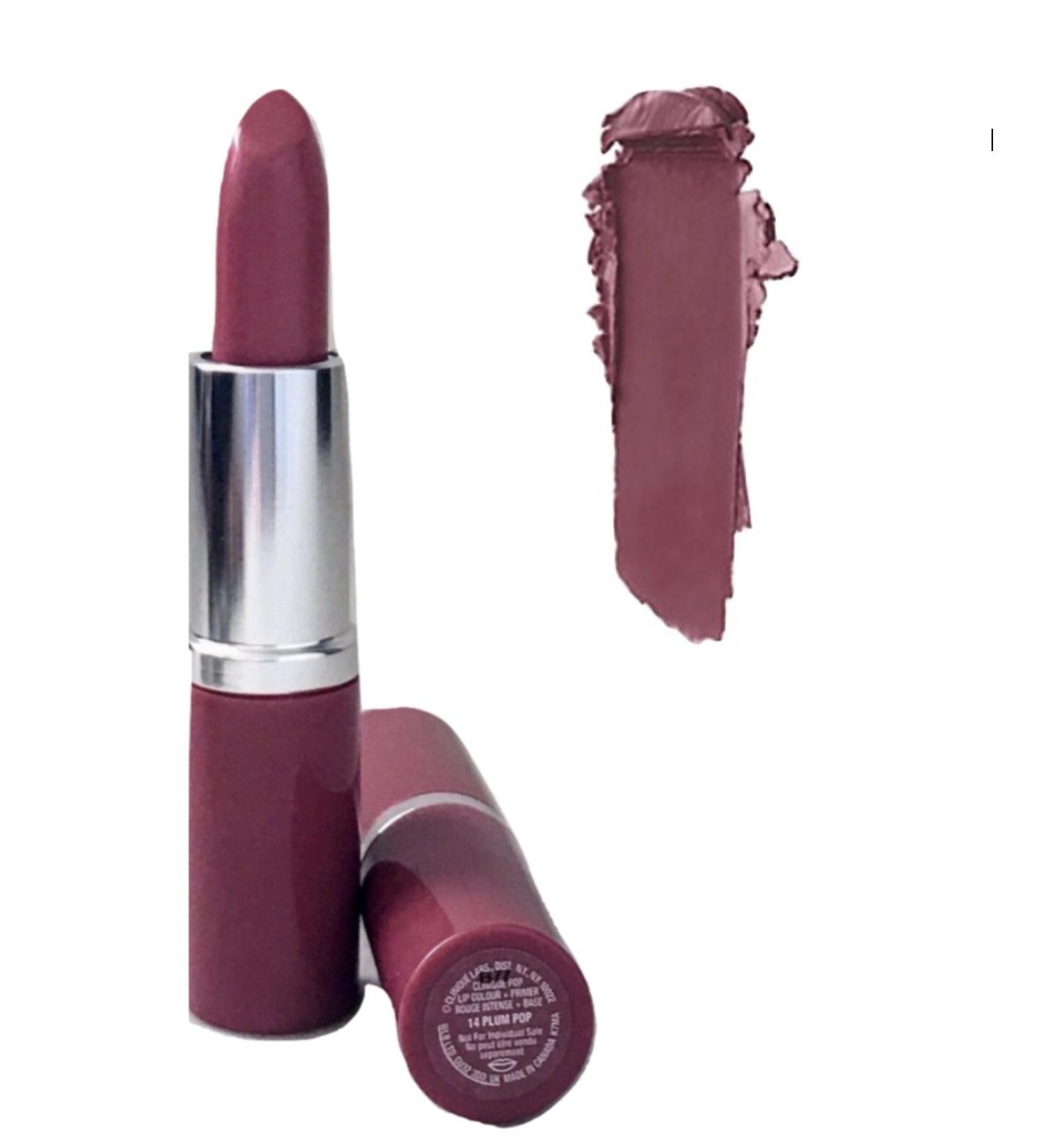 Clinique Pop Lip Colour + Primer. 14 Plum Pop 0.13oz/3.8g Pink Case