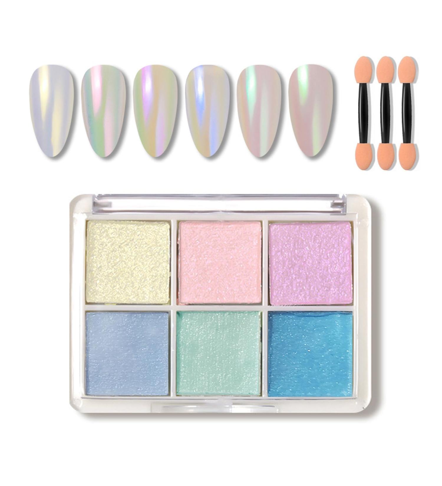 Aurora Chrome Nail Powder Kit - 6 Colors Mirror Effect Glitter Dust for Nail Art - Buy Online on GoSupps.com