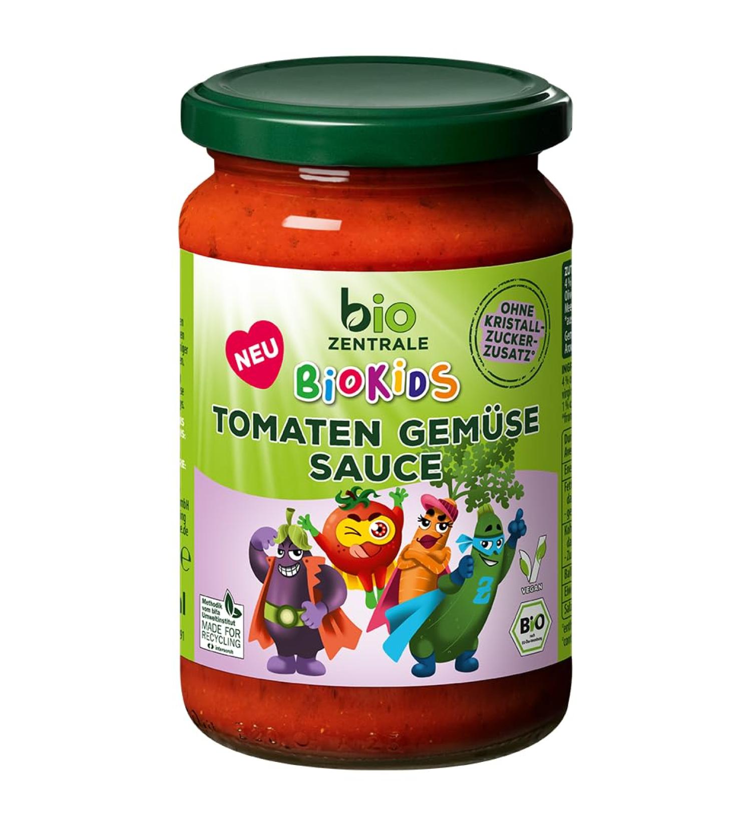 Biozentrale BioKids Tomato Vegetable Sauce | Vegan | No Added Sugar | 6 x 350g | Perfect for Children's Meals | Buy Online - Buy Online on GoSupps.com