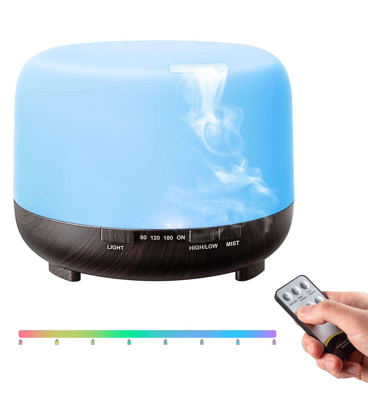 500ml Aroma Diffuser - Topsect Ultrasonic Humidifier with Remote Control 7 Colors Auto Shut-off | International Shipping - Buy Online on GoSupps.com