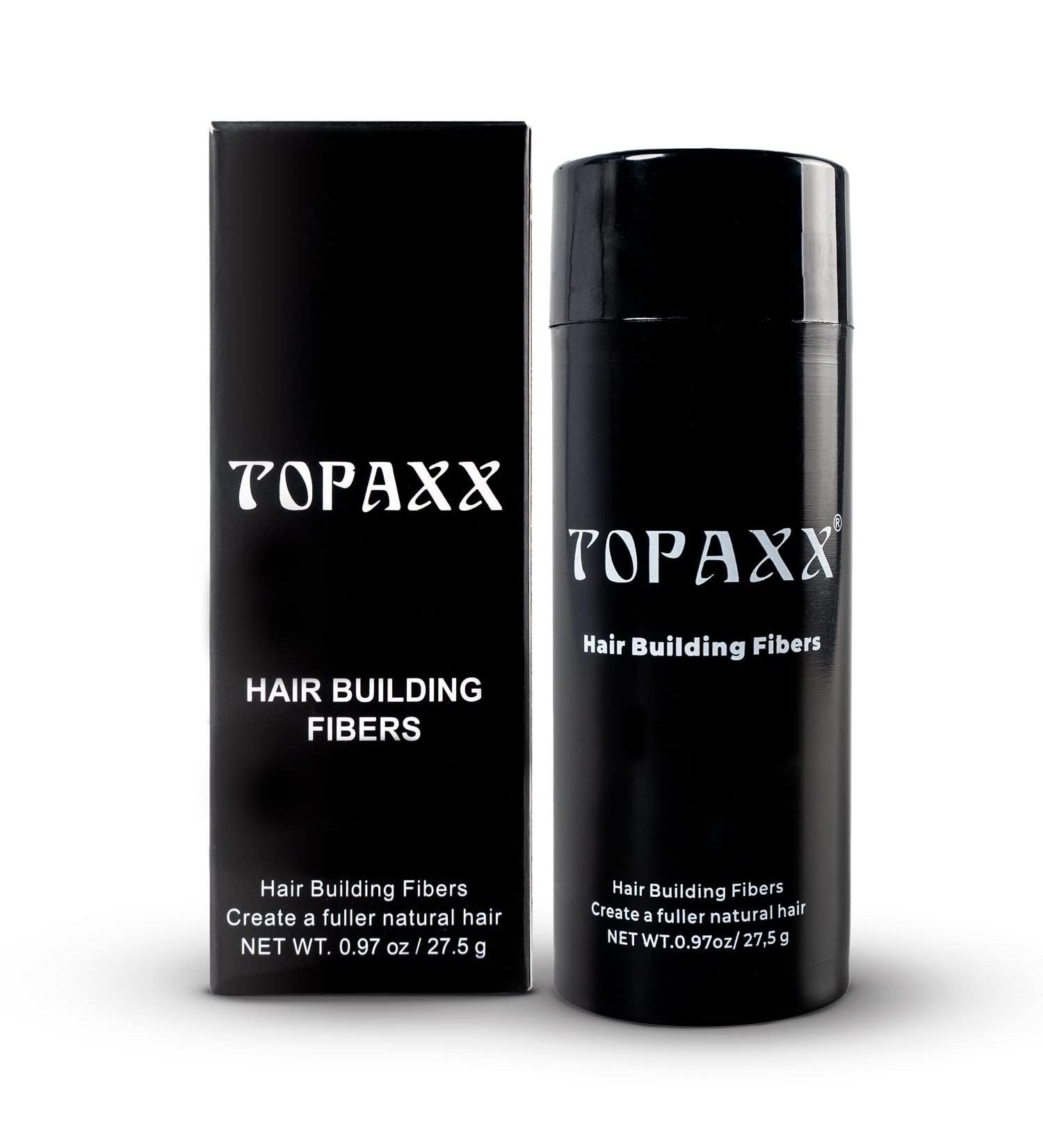 Topaxx Hair Building Fibers - Natural Hair Thickener for Men & Women - Black 0.97oz - Buy Online on GoSupps.com