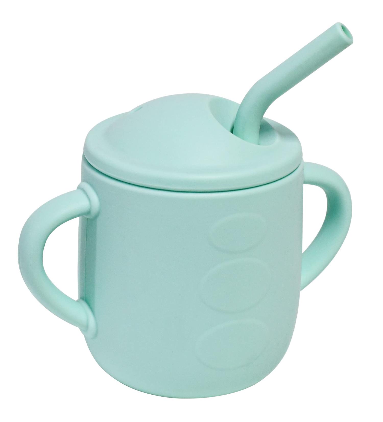 Adocham Silicone Baby Cup with Straw & Handles | BPA-Free Toddler Sippy Training Cup 5oz (Cyan) - Buy Online on GoSupps.com