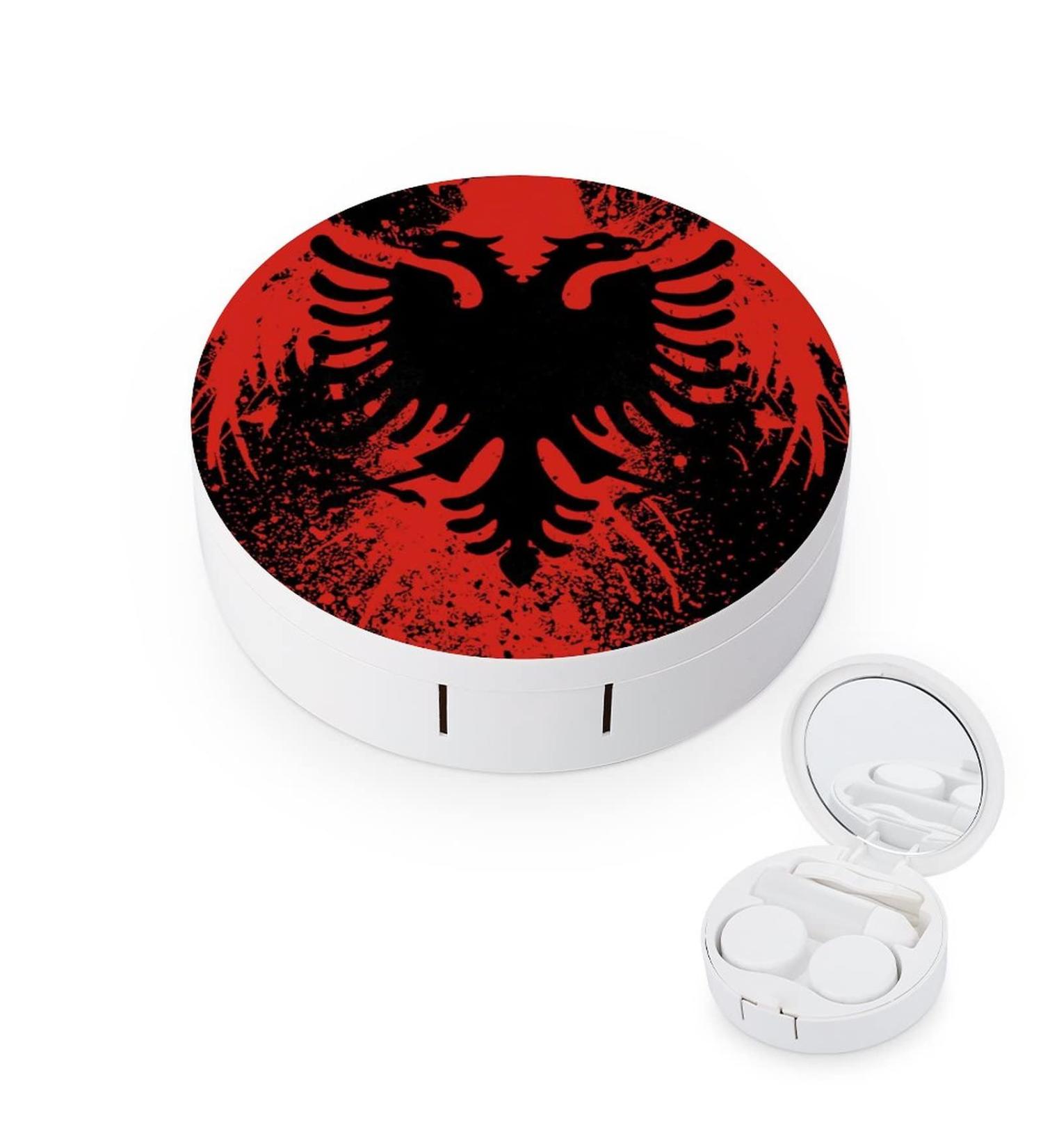 Albanian Flag Contact Lens Case Kit | Eye Care Holder with Mirror Tweezers & Solution Bottle - Perfect for Travel & Home - Buy Online on GoSupps.com