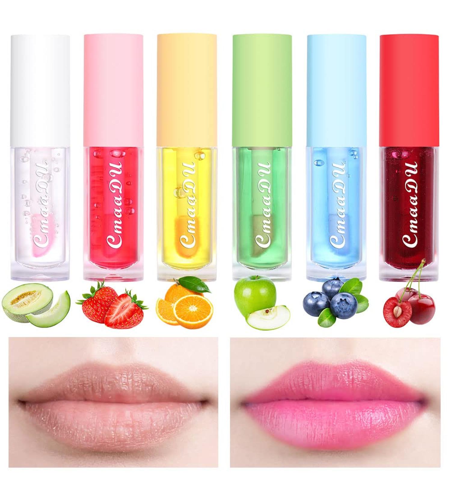 Fruity Color Changing Lip Gloss Set - Pink Magic Mood Lip Oil Tinted High-Shine Clear Lip Stain Balm - Longlasting & Hydrating - 6 Pcs - Buy Online on GoSupps.com