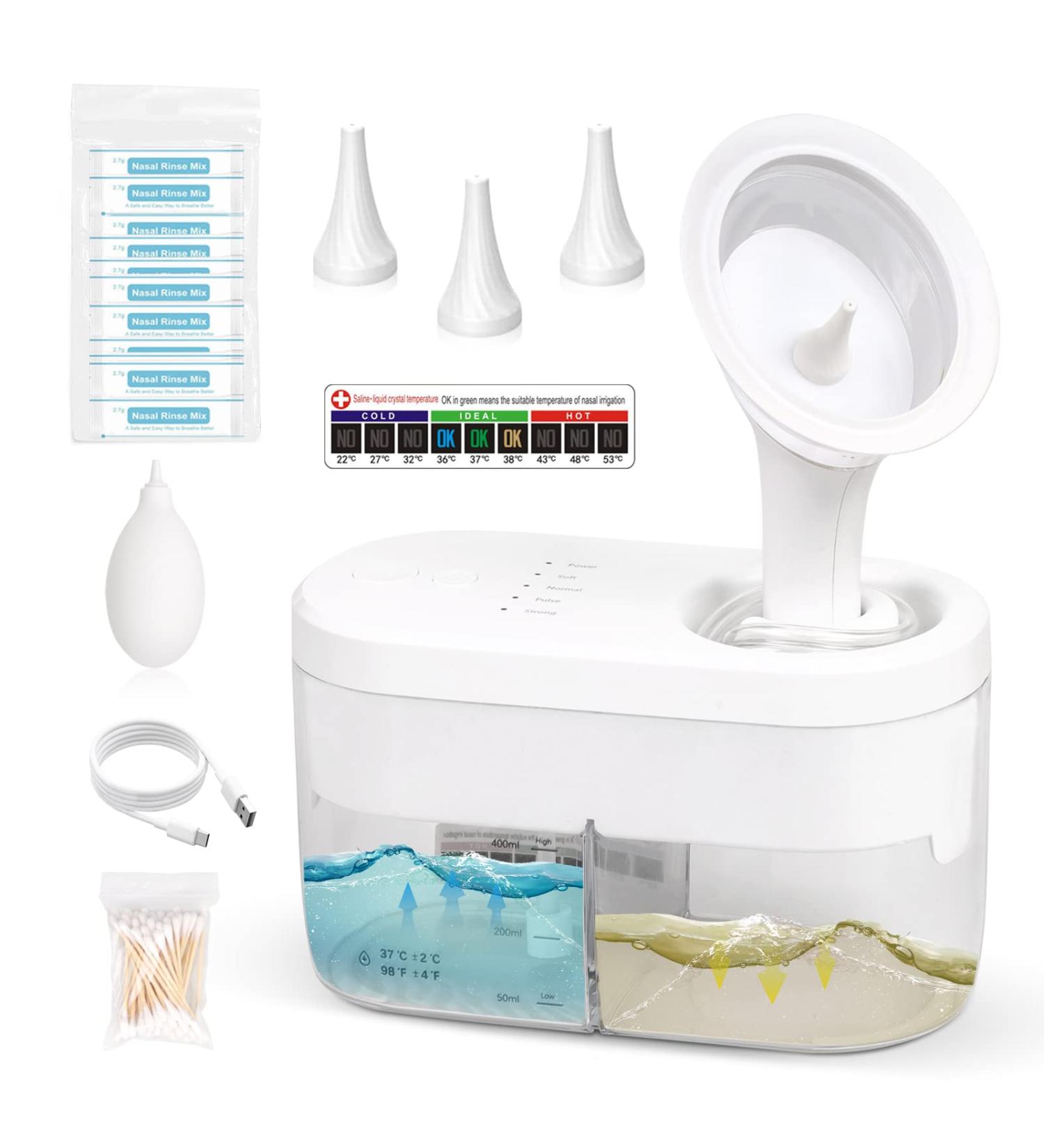 Electric Ear Wax Removal Kit w/ 4 Modes & FDA Certification - One-Hand Operation Ear Cleaner for Adults & Kids - Includes 4 Ear Tips, Temperature Sticker & Physiological Salt - Buy Online on GoSupps.com