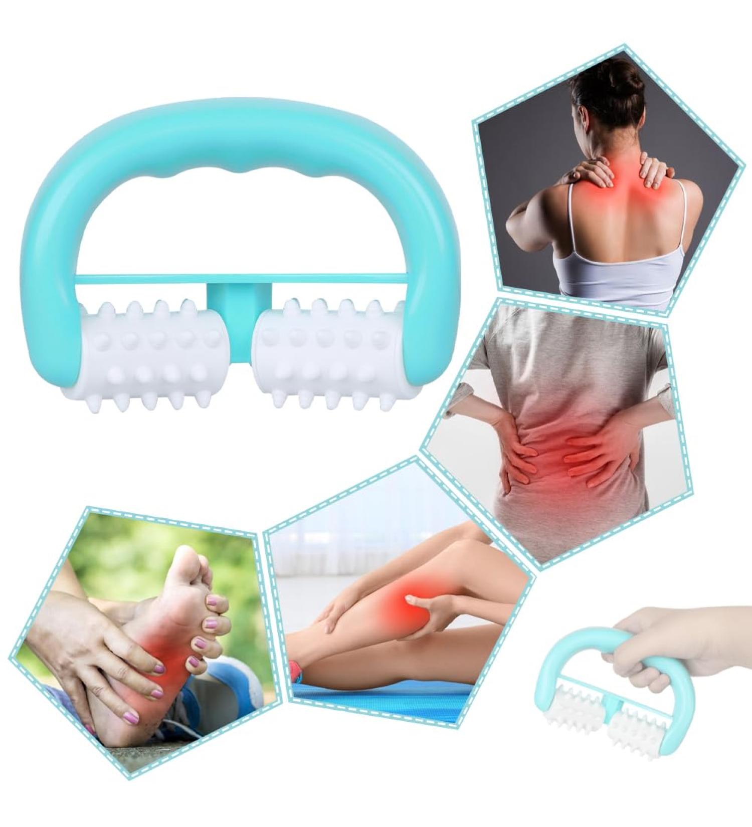 Handheld Massage Roller & Balls for Muscle Relaxation Anti-Cellulite Self-Massage Device for Legs Back Arms Shoulders & Feet Blue - Buy Online on GoSupps.com